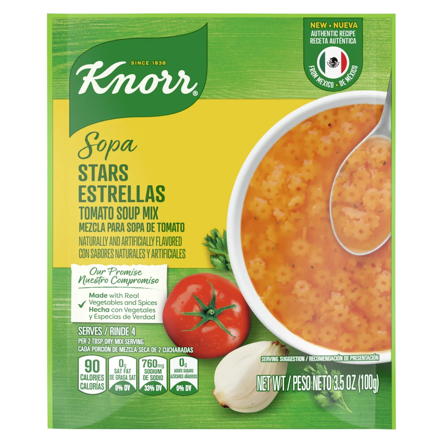 Knorr Sopa Soup Mix Tomato Soup with Star Pasta Made with Real Vegetables and Spices 3.5 oz