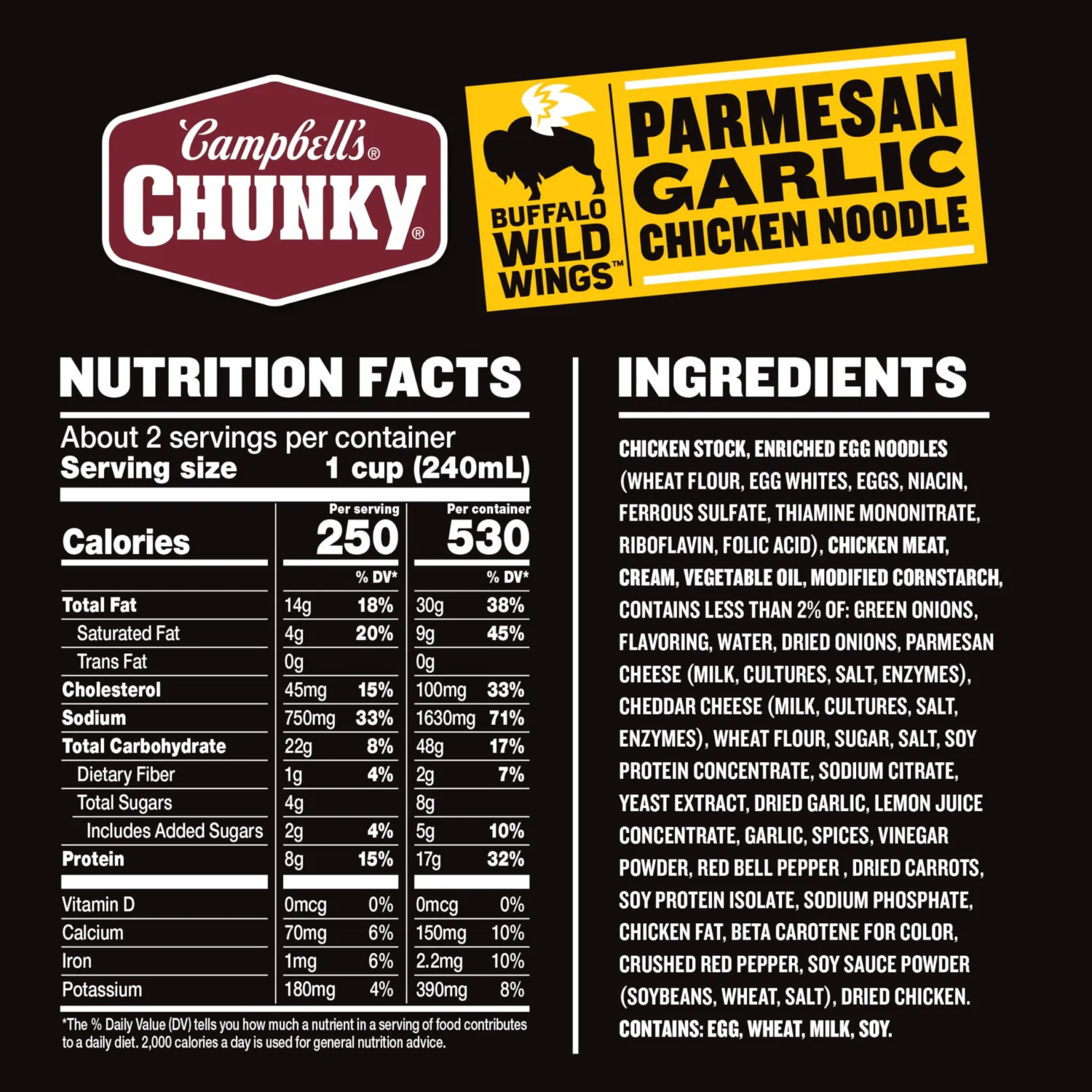 Campbell's Chunky Buffalo Wild Wings Parmesan Garlic Chicken Noodle Soup, 18.8 Oz