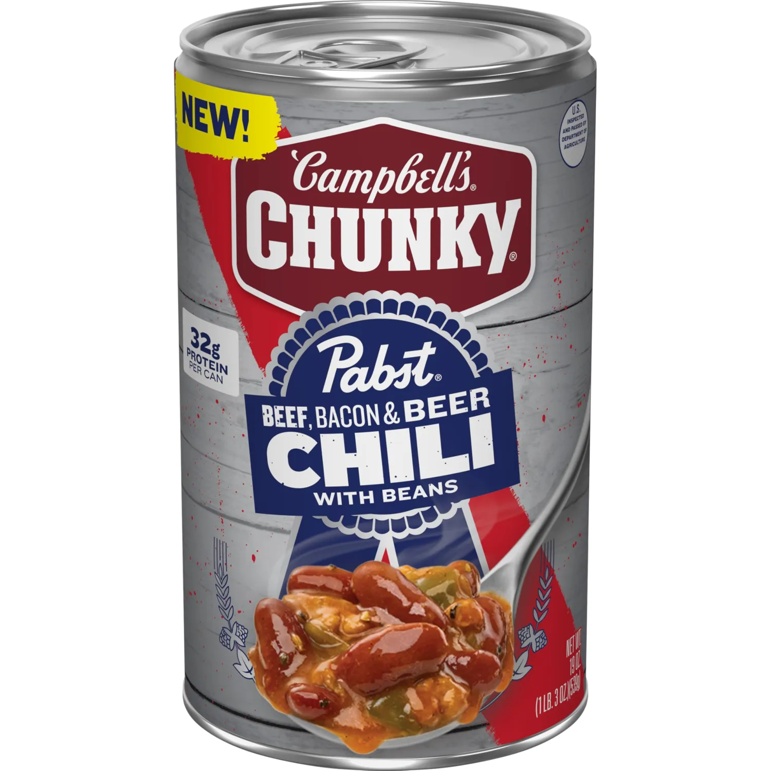 Campbell’s Chunky x Pabst Blue Ribbon Beef, Bacon & Beer Chili with Beans, 19 oz Can