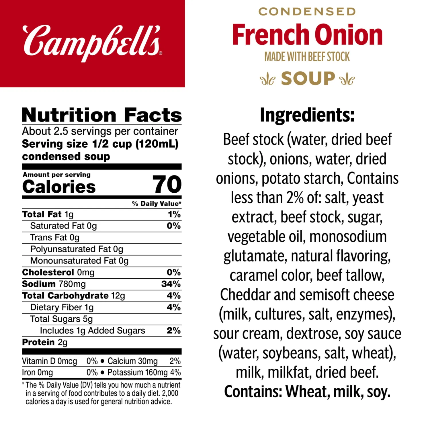 Campbell's Condensed French Onion Soup, 10.5 oz Can (Pack of 4)