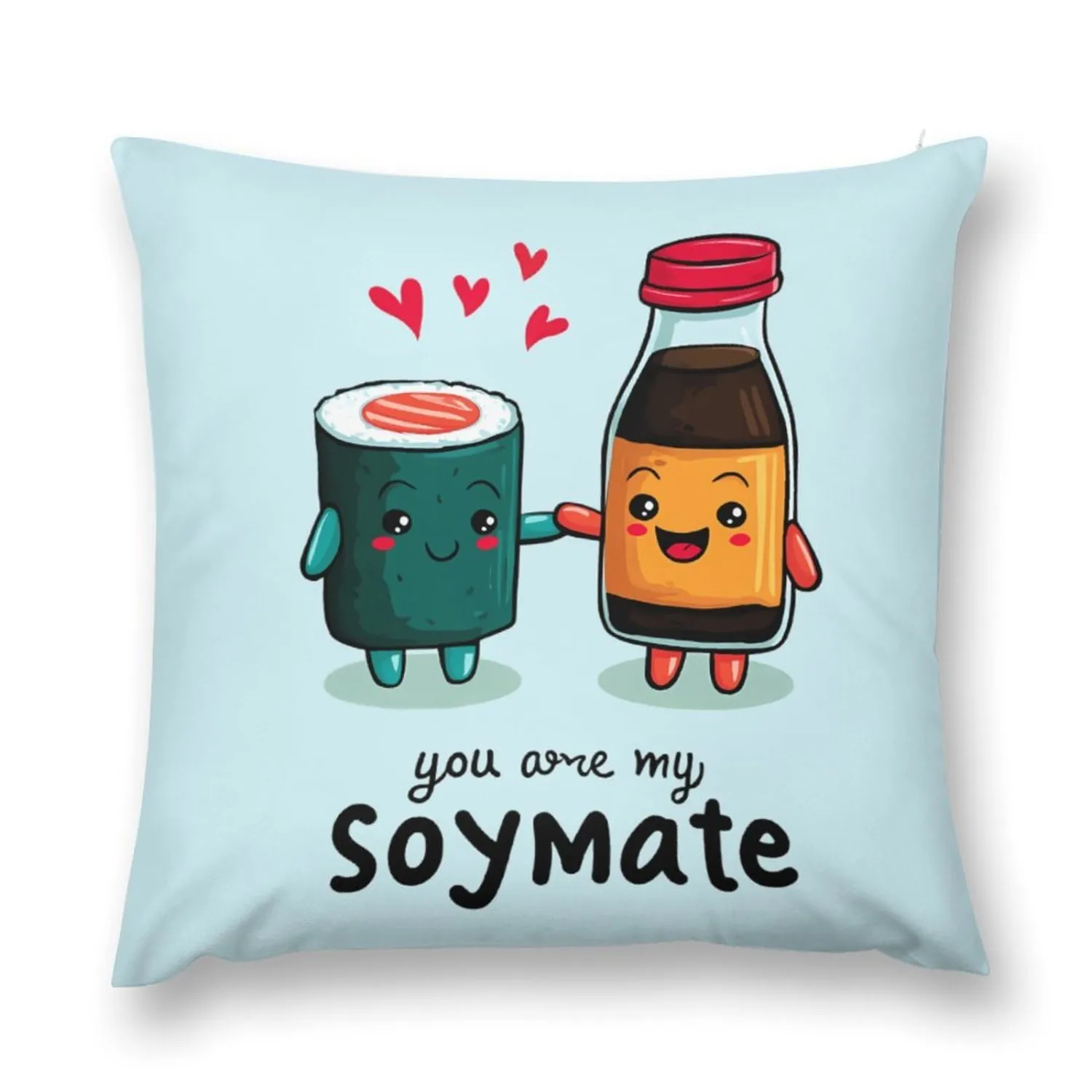 Funny Sushi1 Soy Sauce Soft Plush Throw Pillow Covers Cushion Pillowcase Decorative for Couch Sofa Living Room