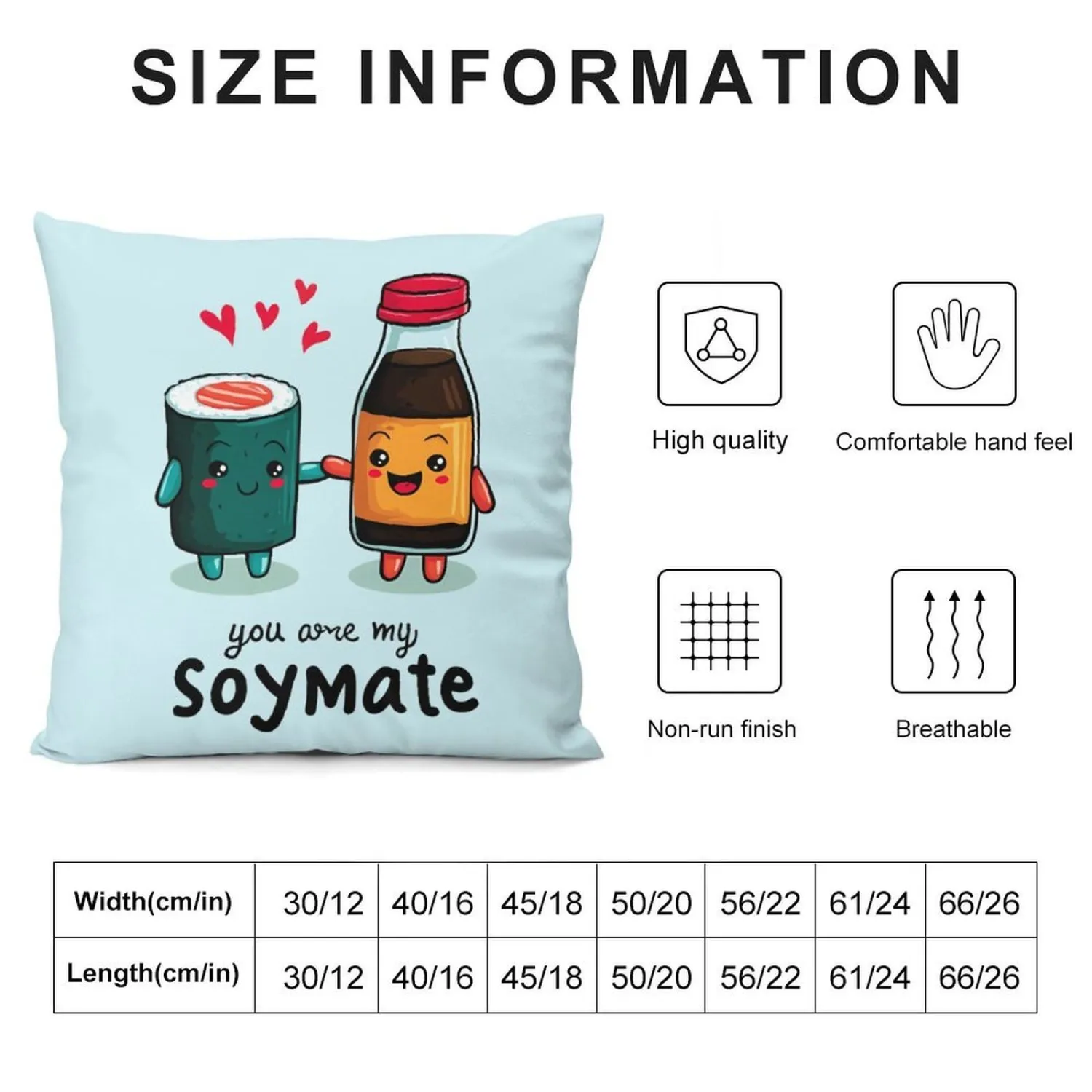 Funny Sushi1 Soy Sauce Soft Plush Throw Pillow Covers Cushion Pillowcase Decorative for Couch Sofa Living Room