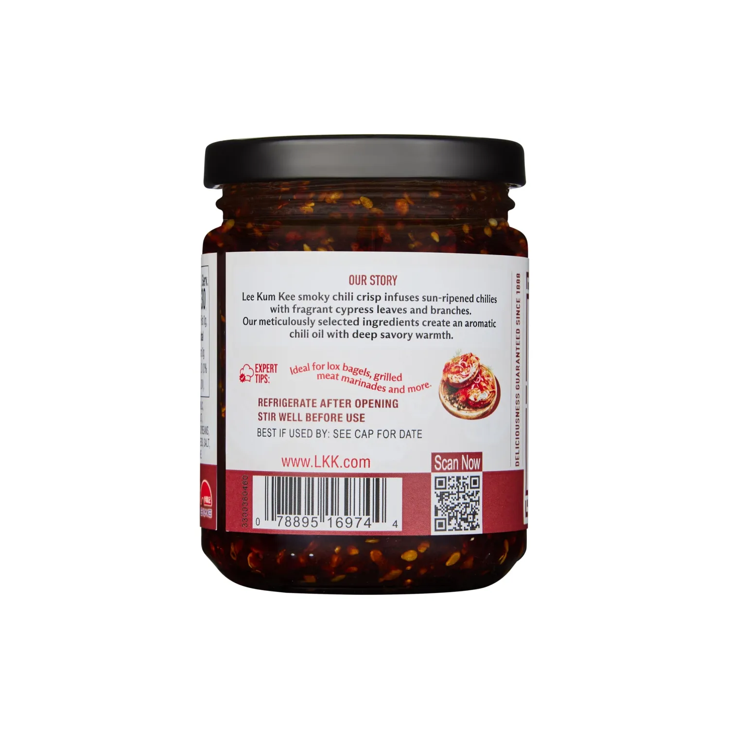 Lee Kum Kee Smoky Chili Crisp (7 oz - 1 Pack), Spicy, Non-GM Soybeans & Vegan | Perfect for Drizzling, Dipping, Grilling, Stir-Frying, Dumplings, BBQs, Tacos & Burgers