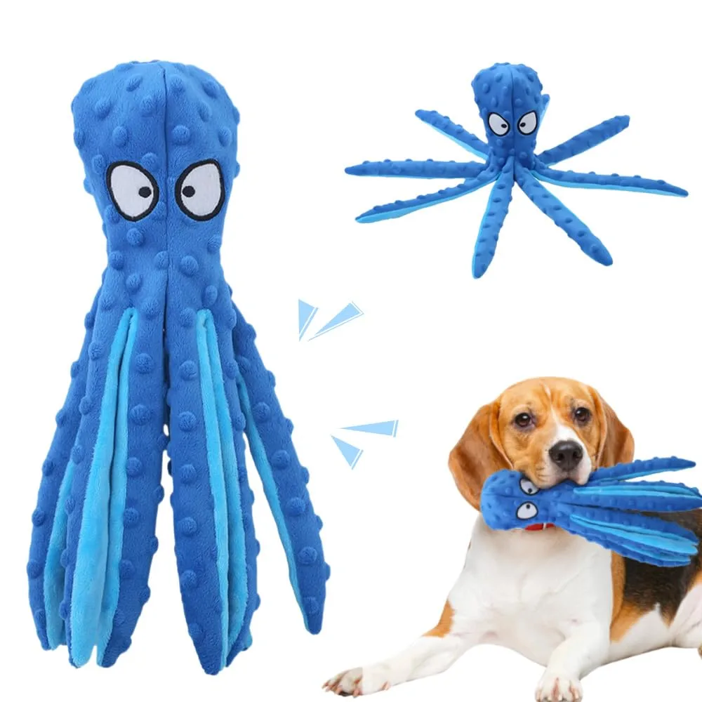 AprYew Octopus Dog Toys, No Stuffing Crinkle Dog Toys for Aggressive Chewers, Durable Interactive Chew Toys for Small, Medium and Large Dogs Training and Reduce Boredom (Blue)