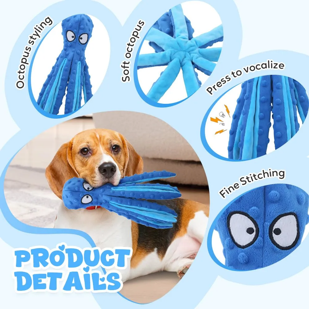 AprYew Octopus Dog Toys, No Stuffing Crinkle Dog Toys for Aggressive Chewers, Durable Interactive Chew Toys for Small, Medium and Large Dogs Training and Reduce Boredom (Blue)