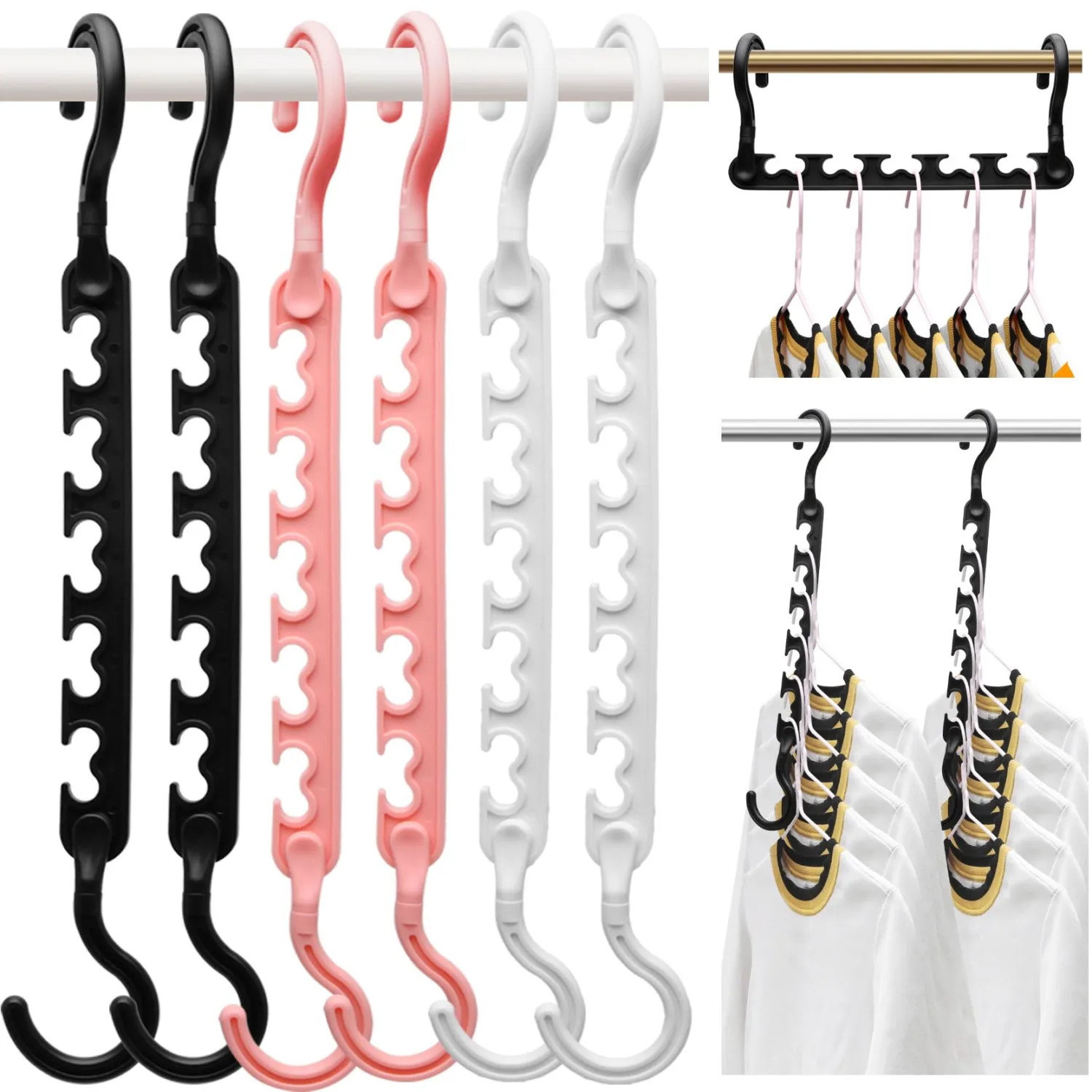 3-Pack-Closet-Organizers-and-Storage,Sturdy Organization-and-Storage-Hangers-Space-Saving for Wardrobe,Dorm-Room-Essentials for College Students Girls Smart Clothes Hanger
