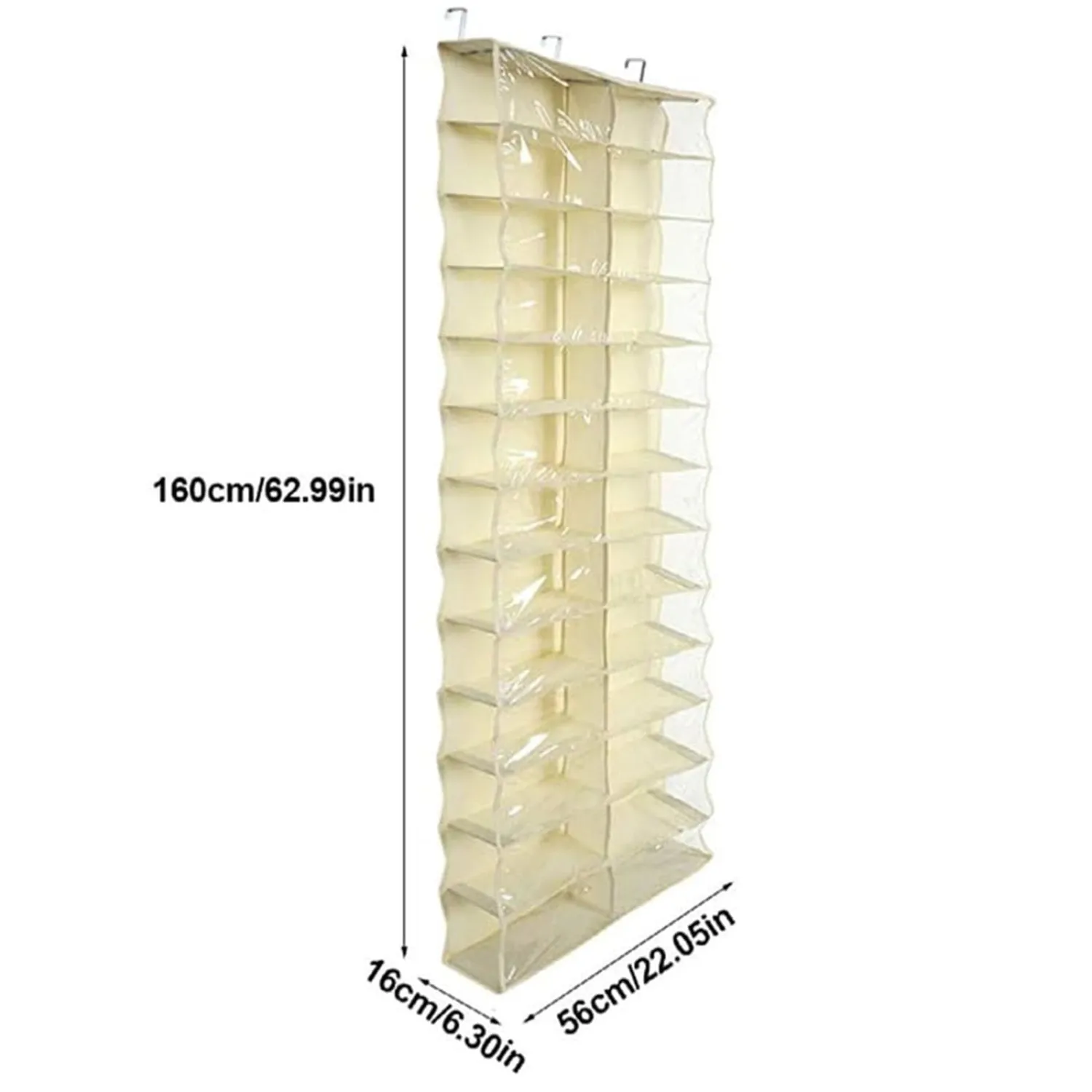 Over The Door Shoe Organizer, 26-Pocket Clear Heavyduty Hanging Shoe Rack for Closet,Foldable Portable Large Capacity Over Door Organizer for Closet Bedroom Hoodies Kitchen Shoes Bathroom