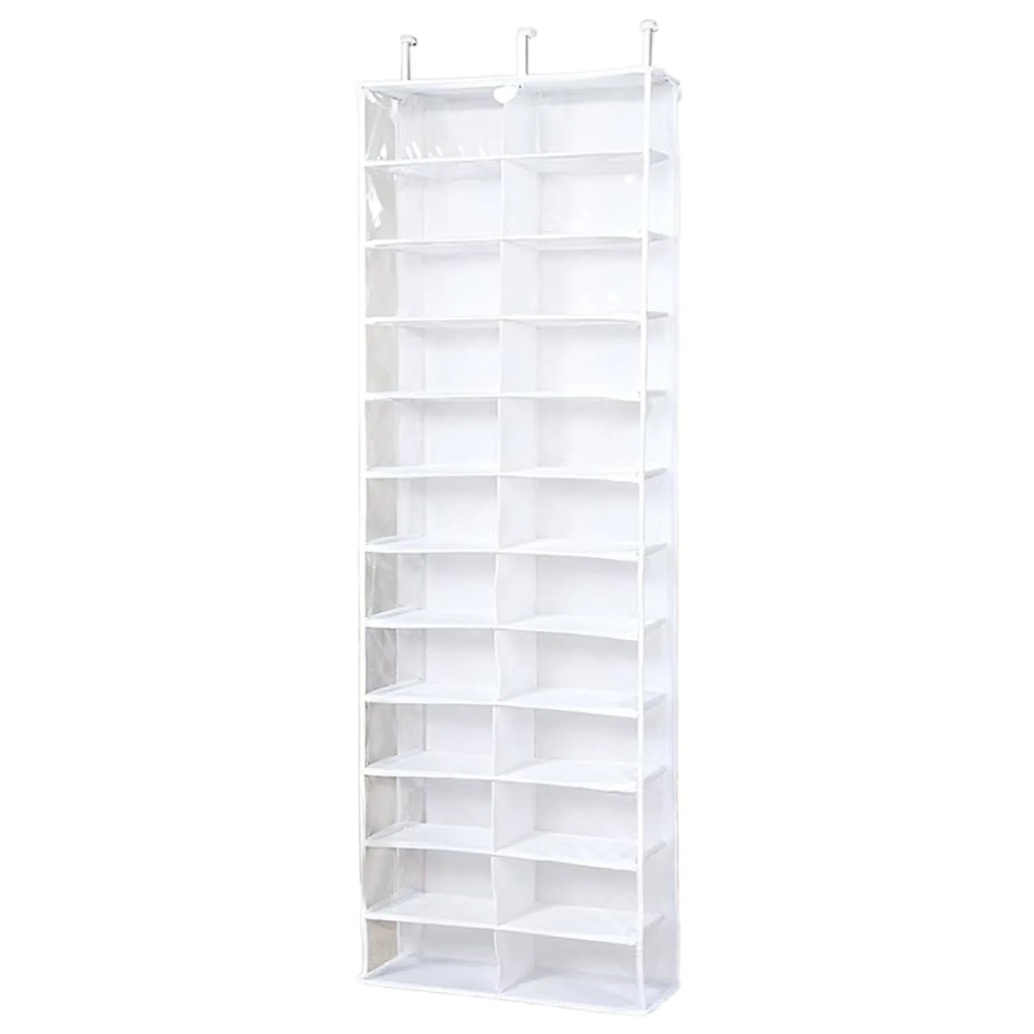 Over The Door Shoe Organizer, 26-Pocket Clear Heavyduty Hanging Shoe Rack for Closet,Foldable Portable Large Capacity Over Door Organizer for Closet Bedroom Hoodies Kitchen Shoes Bathroom