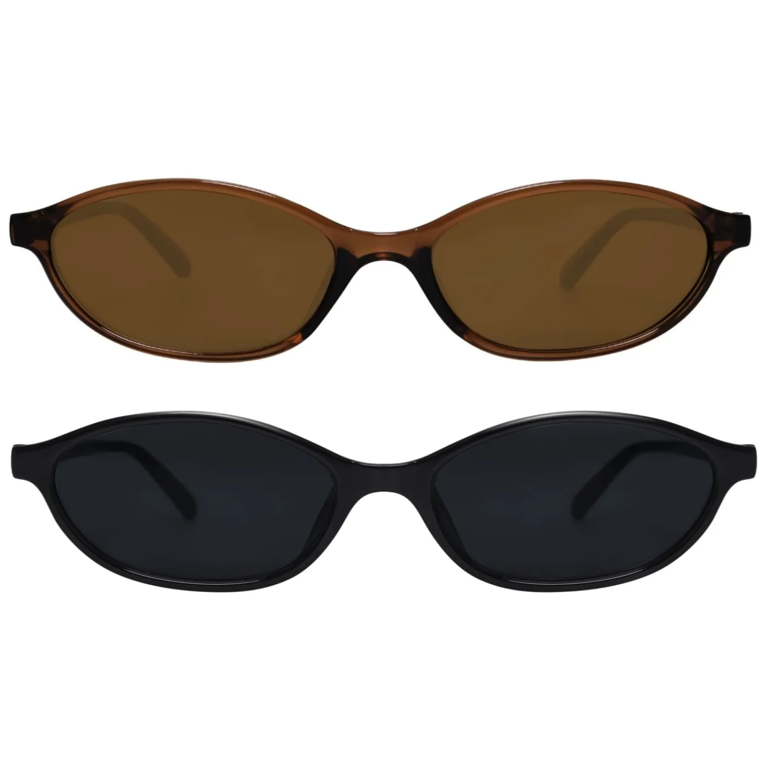 GUVIVI Retro Oval Sunglasses for Women Chic Cat Eye 90s Sunnies Lightweight Narrow Shades Trendy UV protection Sun Glasses