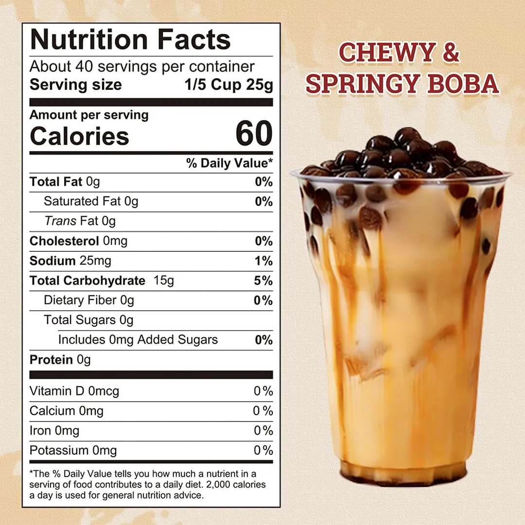 52USA Boba Tapioca Pearls 2.2LB, Fresh Bubble Tea Pearl, Quick Cook Black Plearls for Milk Tea, Smoothies, Desserts and Drinks-Ready in 5 Minutes
