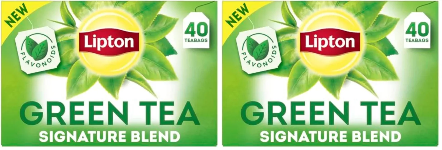 Lipton Green Tea Bags, 40 Count, Pack of 2 | Unsweetened | Contains Caffeine | With Flavonoids