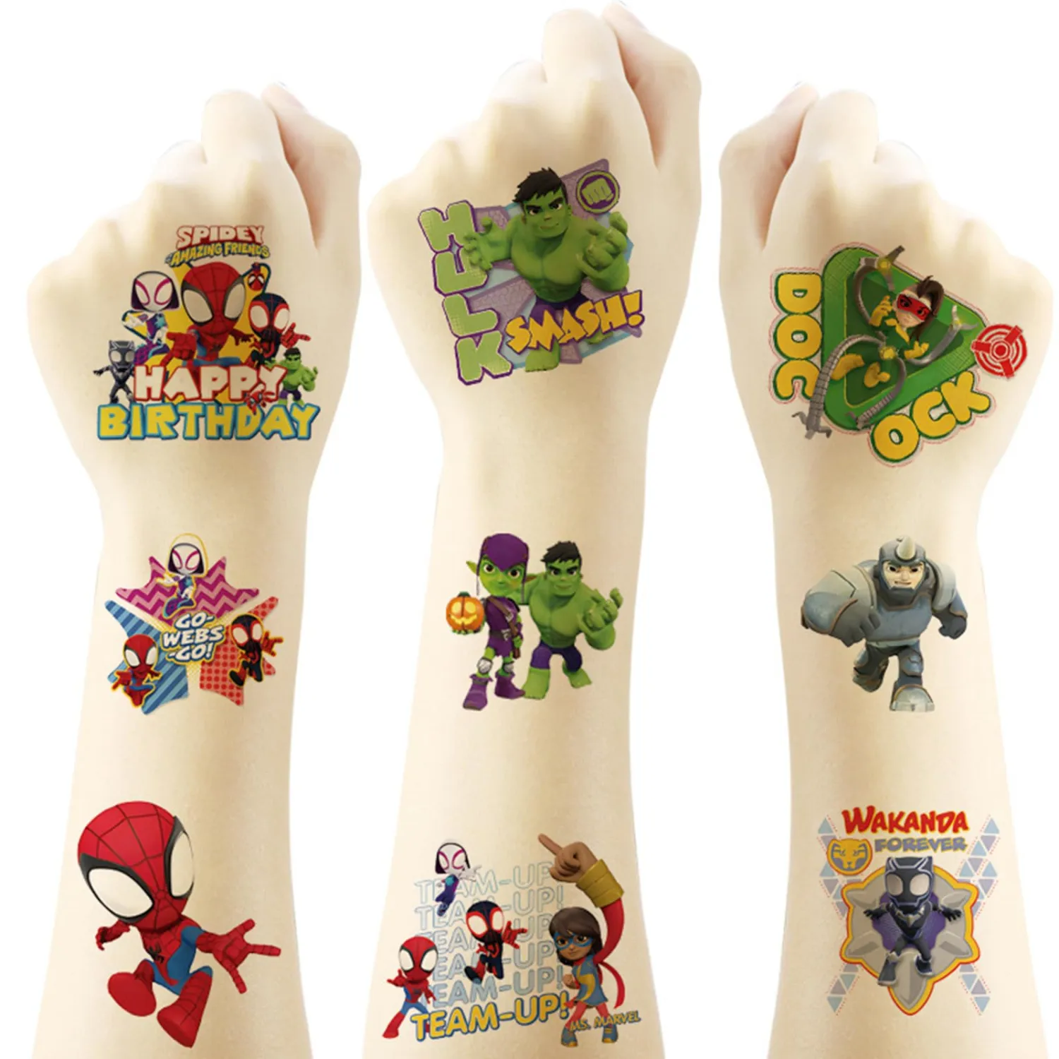 20Pcs Spider-Man and His Amazing Friends Temporary Tattoos for Kids, Birthday Party Favors, Cool Cartoon Decoration Sticker Gifts for Girl Boys Home Activity Class Prizes Carnival Christmas Rewards