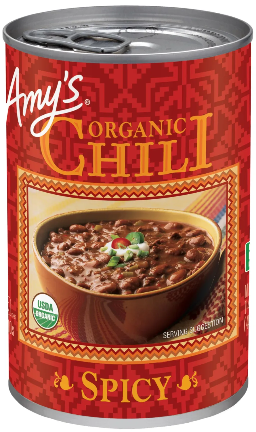 Amy's Organic Chili, Vegan Spicy Chili, Gluten Free, Made With Red Beans and Tofu, 14.7 Oz