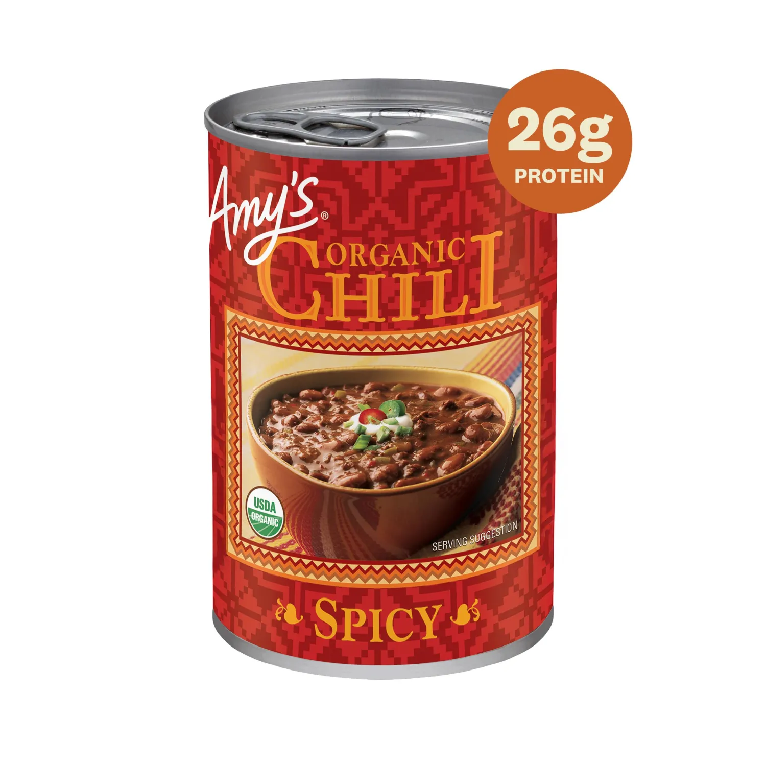 Amy's Organic Chili, Vegan Spicy Chili, Gluten Free, Made With Red Beans and Tofu, 14.7 Oz