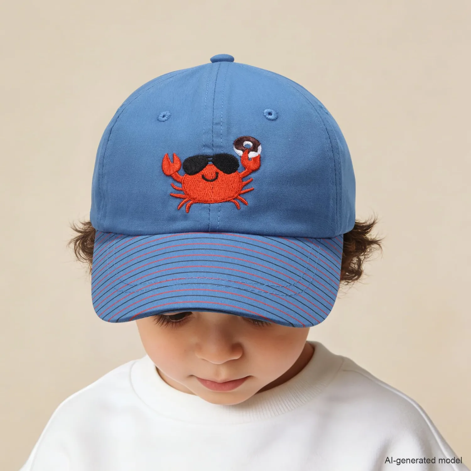WILLPORT Embroidery Kids Adjustable Cotton Baseball Cap,0-5Y | Charming embroidery.Print design.Soft breathable cotton.Curved brim blocks UV.Adjustable velcro strap.Machine washable