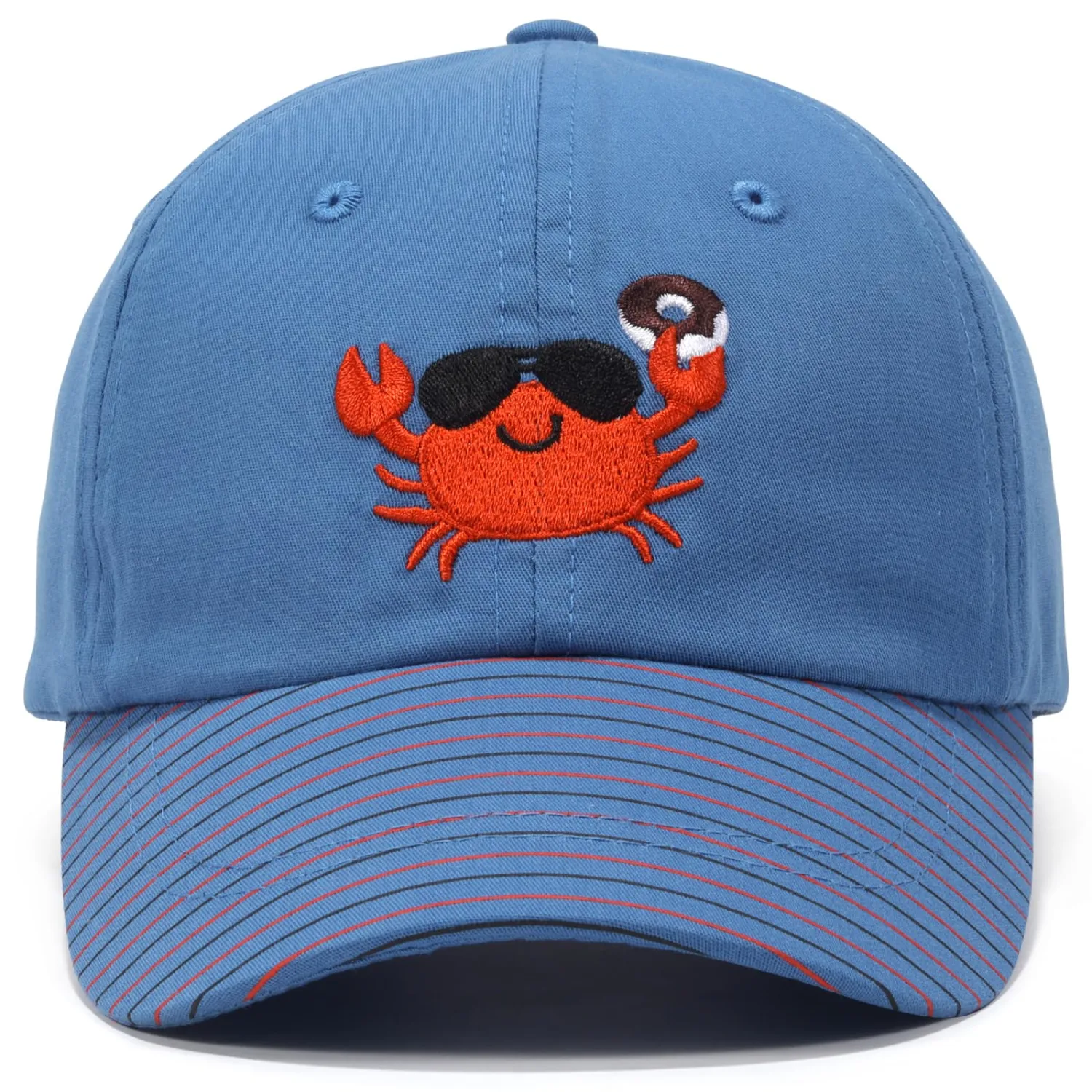 WILLPORT Embroidery Kids Adjustable Cotton Baseball Cap,0-5Y | Charming embroidery.Print design.Soft breathable cotton.Curved brim blocks UV.Adjustable velcro strap.Machine washable