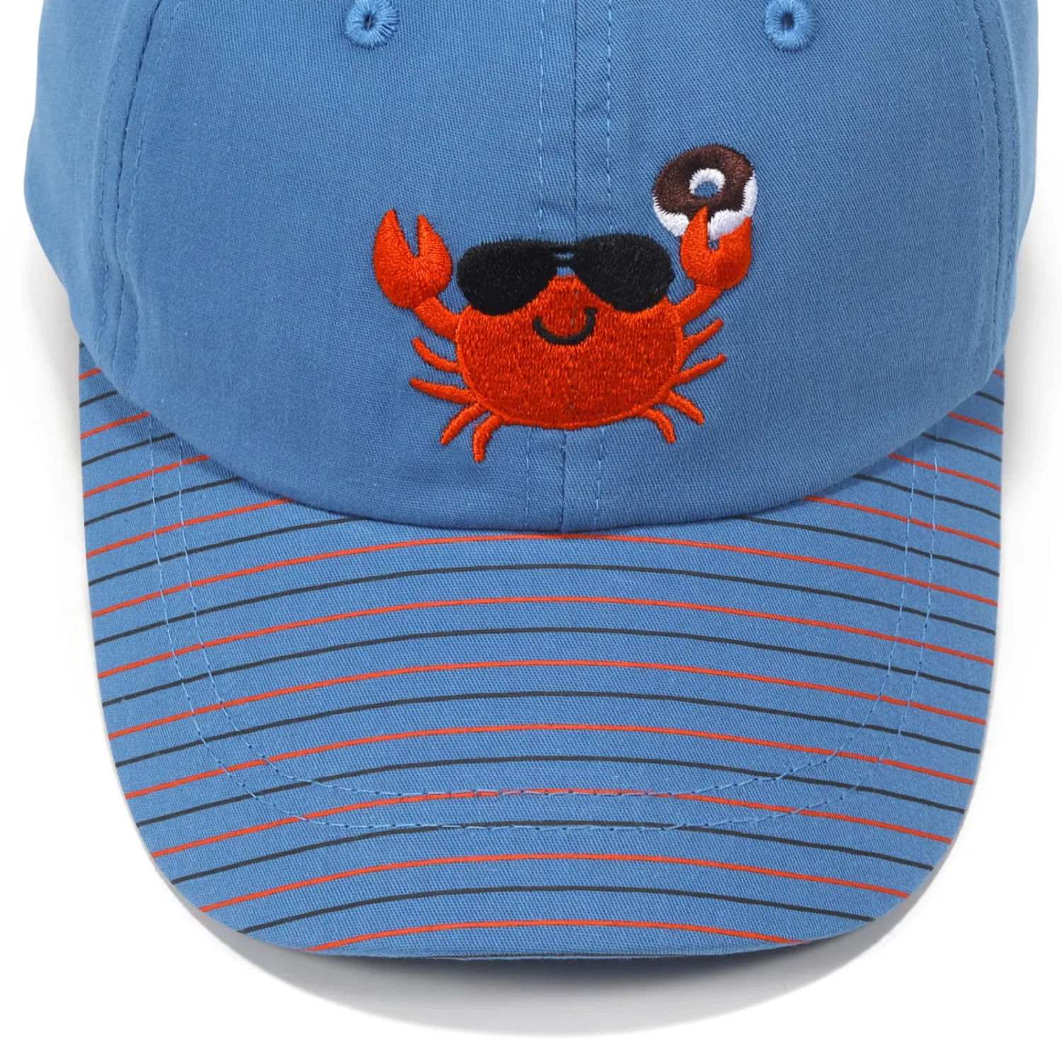 WILLPORT Embroidery Kids Adjustable Cotton Baseball Cap,0-5Y | Charming embroidery.Print design.Soft breathable cotton.Curved brim blocks UV.Adjustable velcro strap.Machine washable