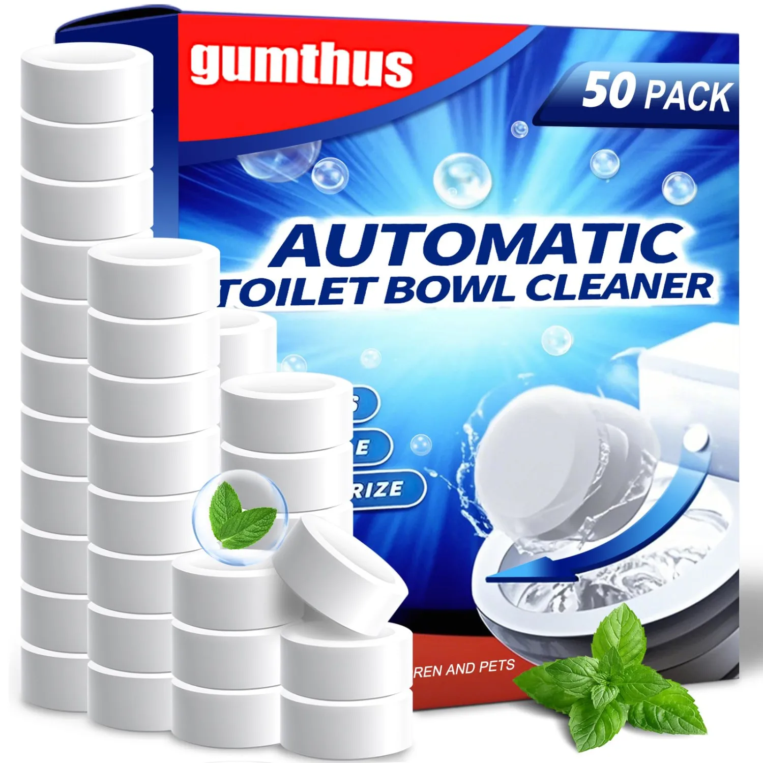 Automatic Toilet Bowl Cleaner Tablets, Bleach.Descale & Deodorize-Tank Drop-In Tablets for Stain&Limescale Removal, Fresh Scent, Septic-Safe, Compatible with effective to use Works with Toilets -good