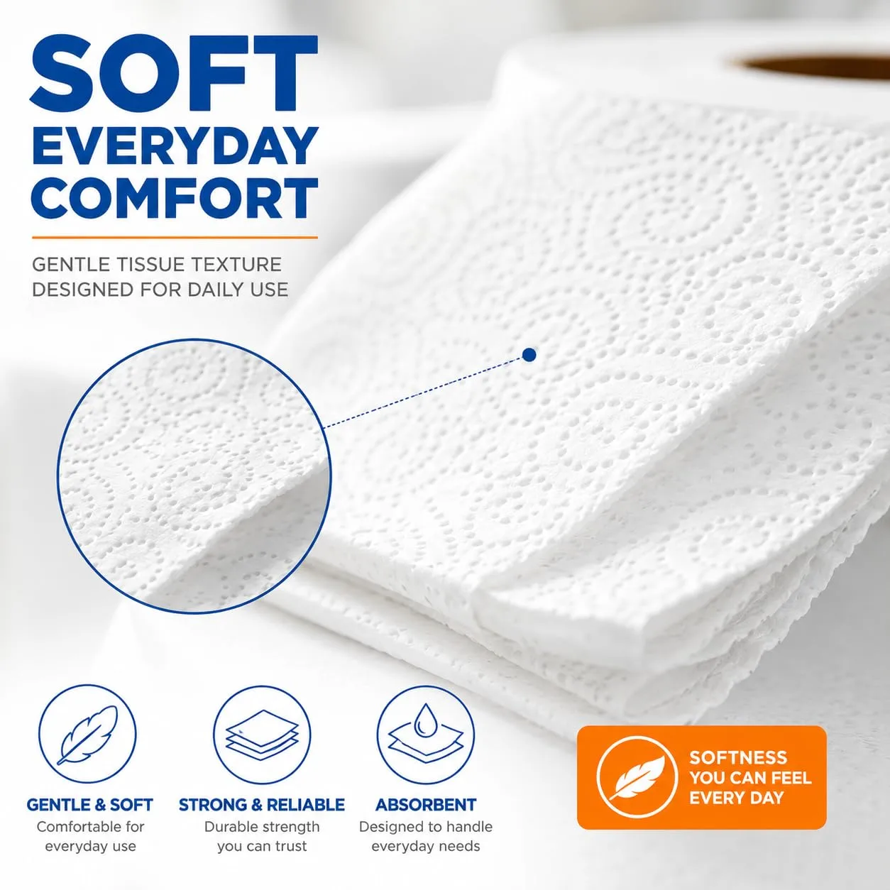 Toilet Paper, 12 Triple Rolls, Soft Bath Tissue for Everyday Household Use,Toilet Tissue Paper Rolls for Bathroom, Home and Office