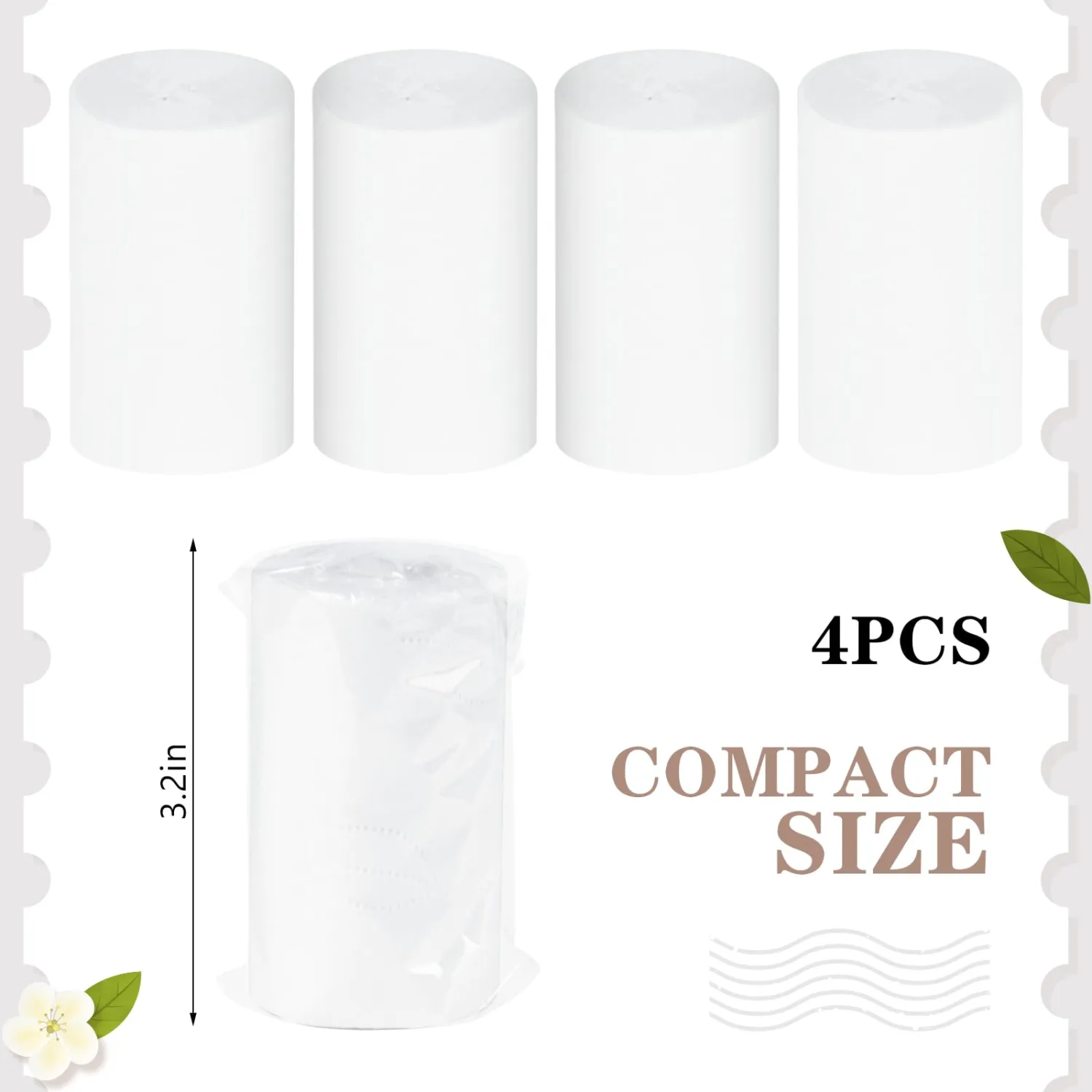 4 Packs Packable Camp Toilet Tissue Soft Travel Toilet Paper - Coreless Travel Size Toilet Paper for Camping Hiking Outdoors