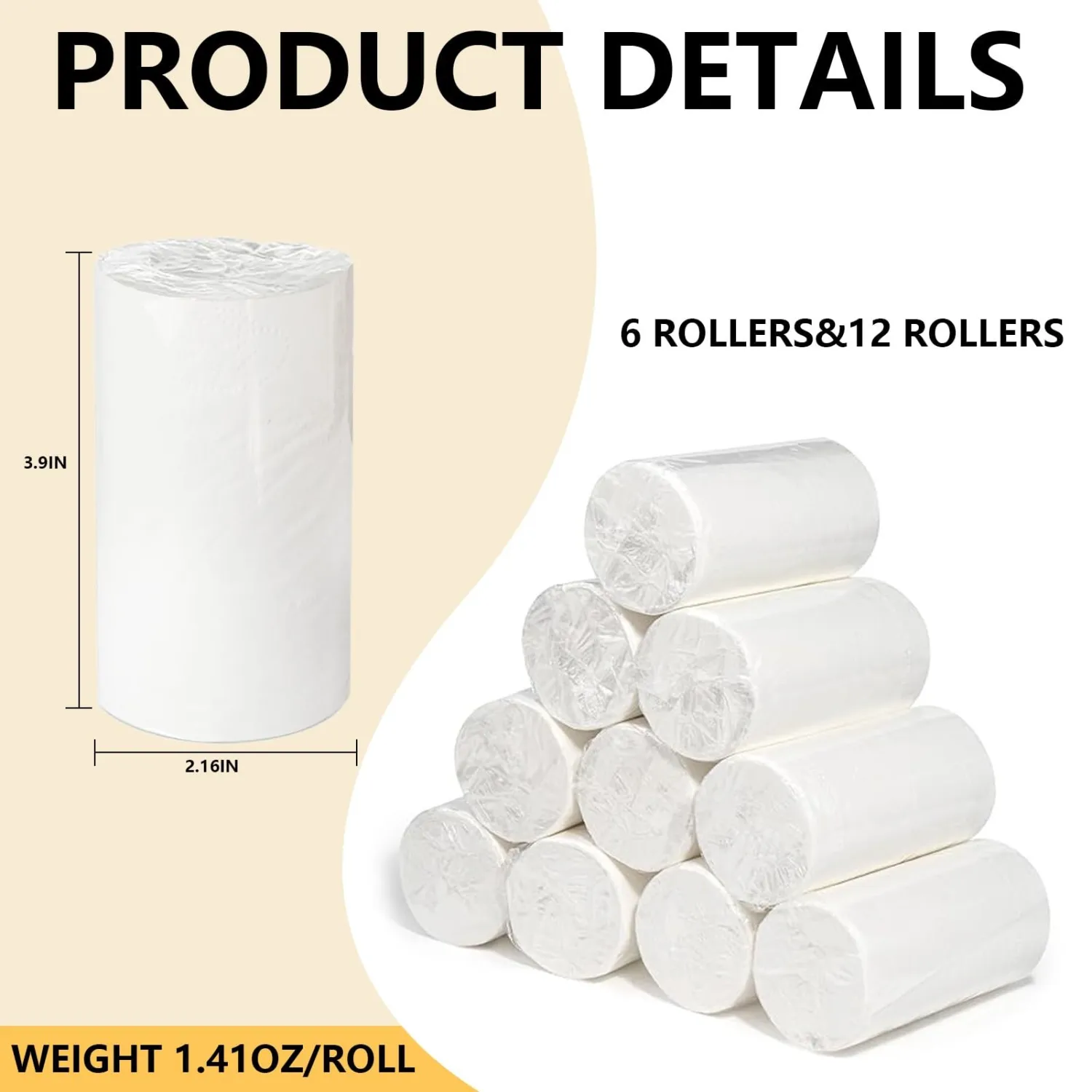 6 Packs Camping Toilet Paper, 4-Ply Travel Toilet Paper for RV, Picnic, Hiking, Fishing, Reusable Portable Soft Tissue to Go Packs Individually Wrapped Waterproof Tissue | individual package