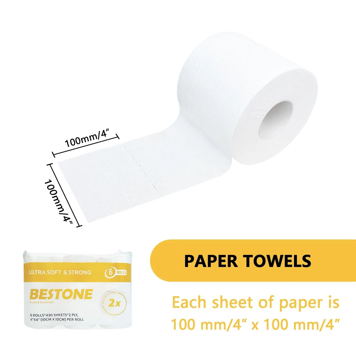 Premium Toilet Paper 36 Rolls, 430 Sheets per Roll, 2-Ply, 4x4 Inch Sheet Size Paper Towels- Highly Absorbent, Strong & Soft for Bathroom Kitchen Livingroom (36 Rolls)
