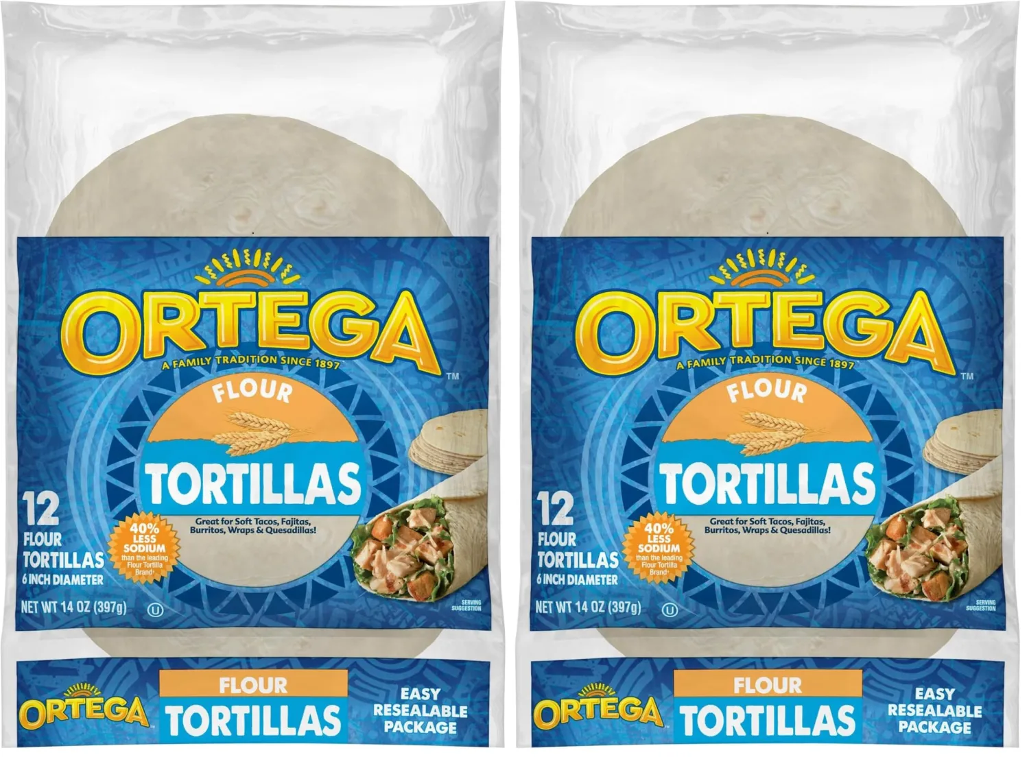 Ortega Flour Tortillas, 6 Inch, 12 Tortillas (Pack of 2)