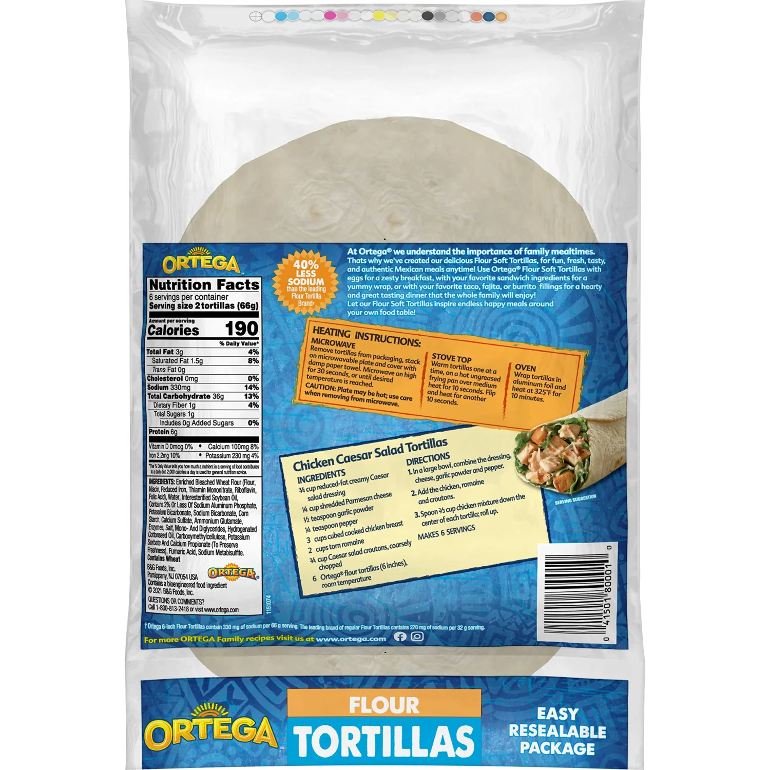 Ortega Flour Tortillas, 6 Inch, 12 Tortillas (Pack of 2)