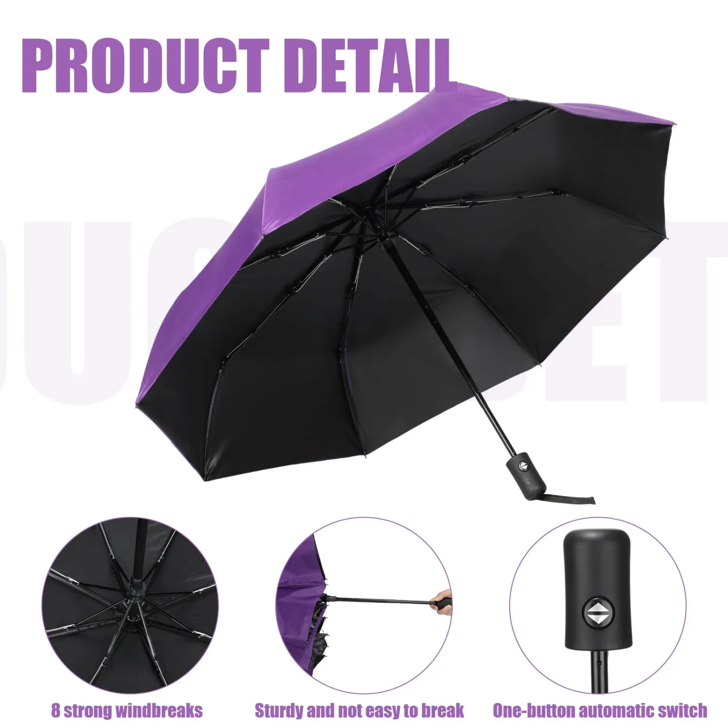 Jexine 6 Pcs Windproof Travel Umbrella for Rain Compact Small Automatic Lightweight Portable Umbrella for Men Women Backpack