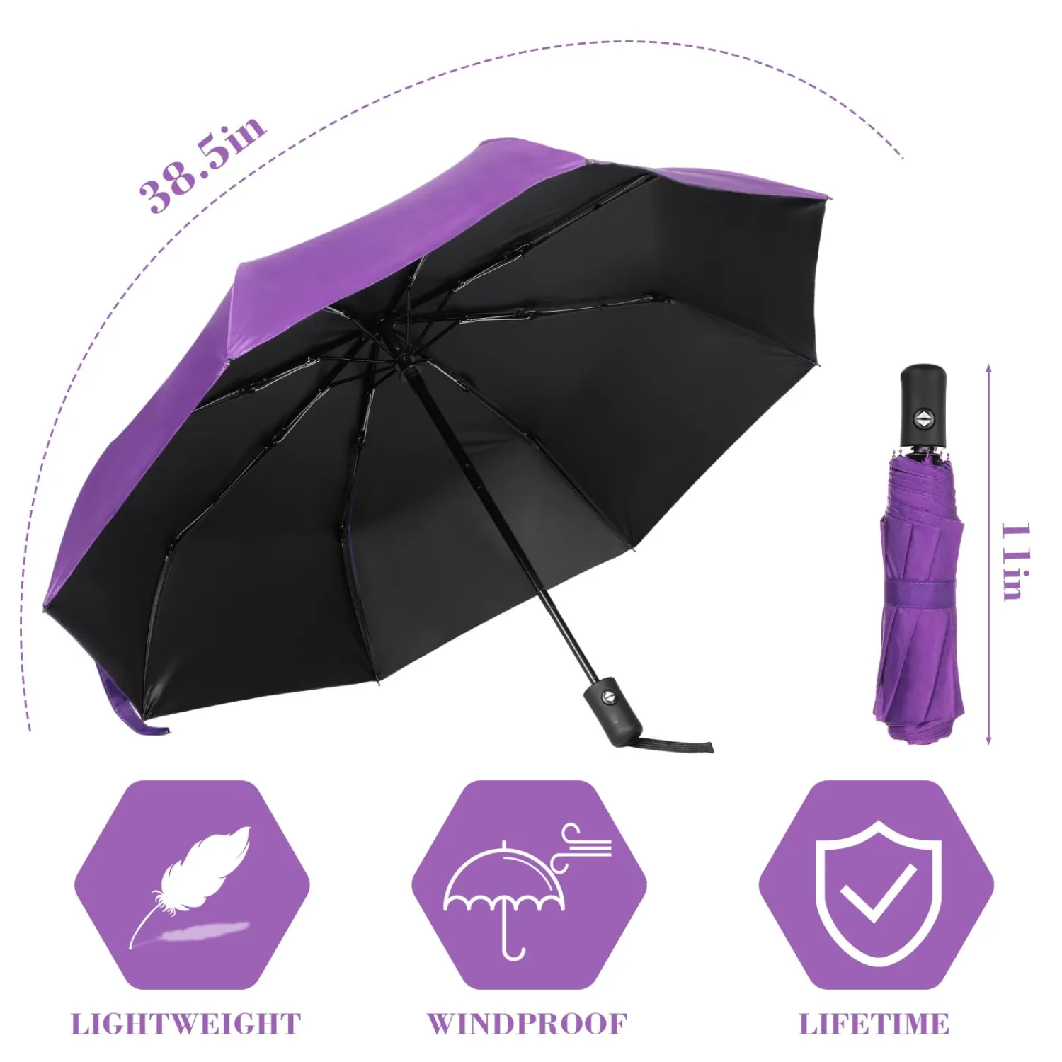 Jexine 6 Pcs Windproof Travel Umbrella for Rain Compact Small Automatic Lightweight Portable Umbrella for Men Women Backpack