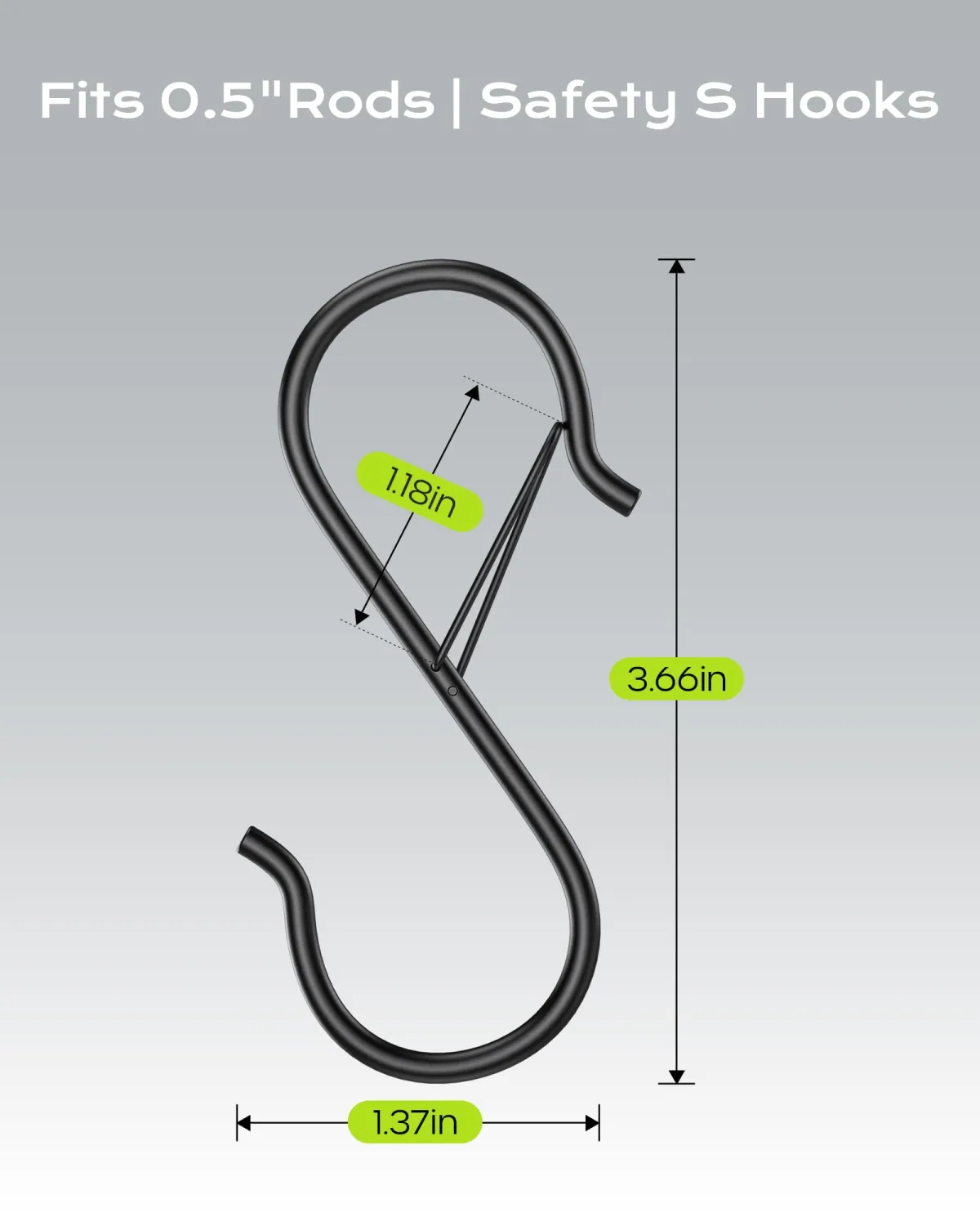 10 Pack Heavy Duty S Hooks with Safety Buckle, 3.66 Inch Anti-Drop Metal S Hooks for Closet, Kitchen Utensils, Pots, Pans, Plants and Bags