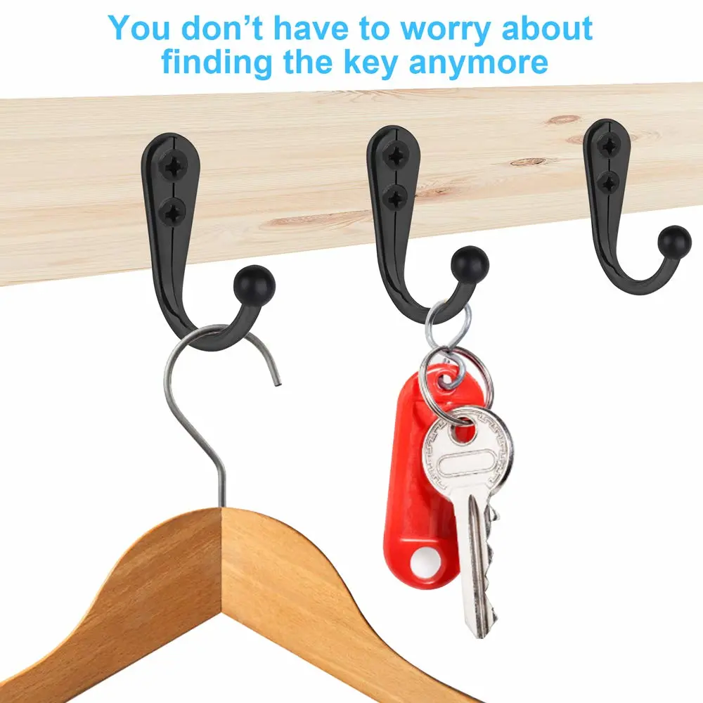 HAHAYOO 10 PCS Coat Hooks Wall Mounted, Premium Black Metal Wall Hooks for Hanging Coats, Wall Hook, Coat Hook, Towel Hooks for Hat Keys Closet Bag Backpack Hanger Farmhouse with 20Screws