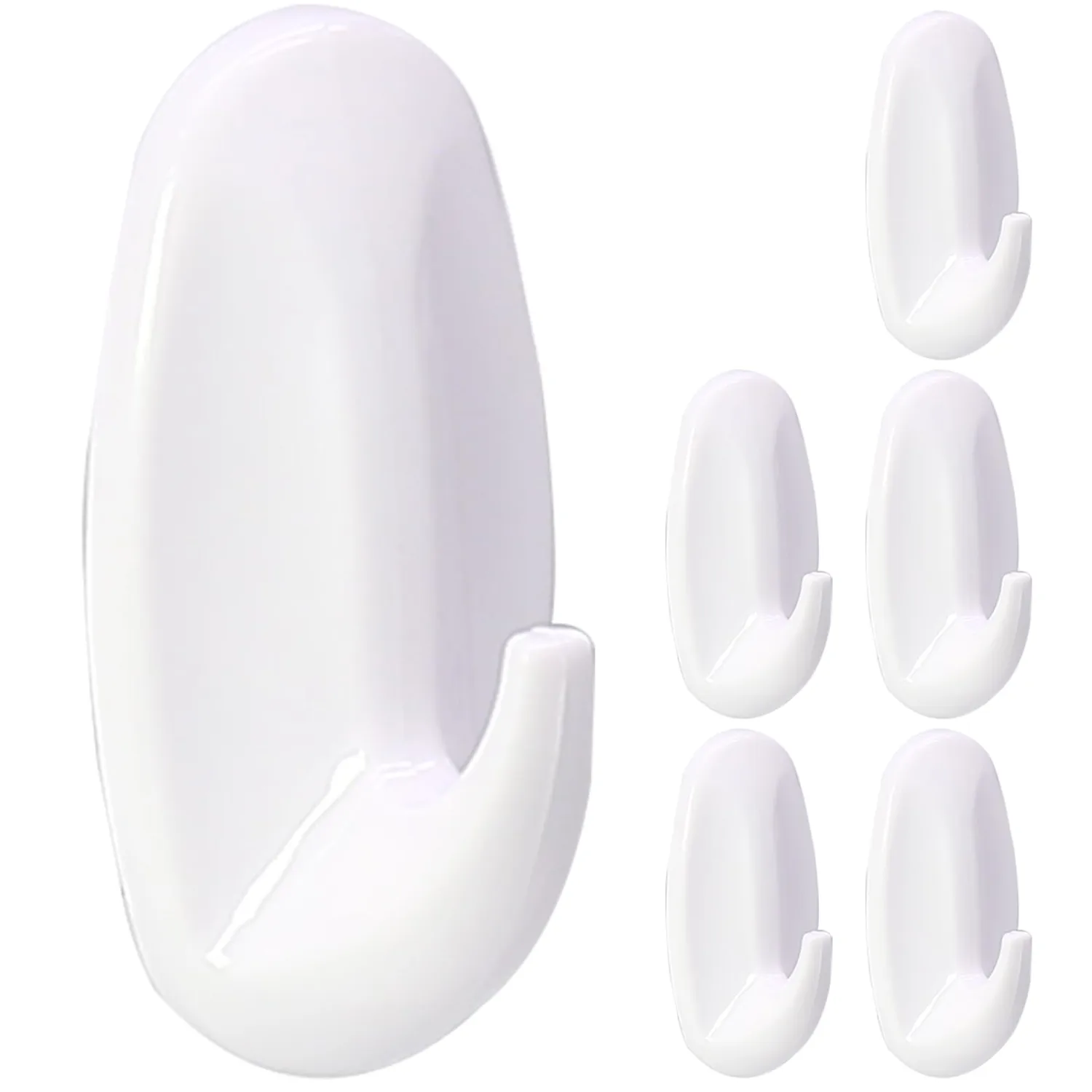 6 Pack Small Utility Hooks, Holds up to 1.5 lb, Damage Free Hanging Hooks Removable Wall Hooks Self Adhesive Hooks, Heavy Duty Sticky Hooks for Hanging Garland Hat Key Coat Wreath Towel