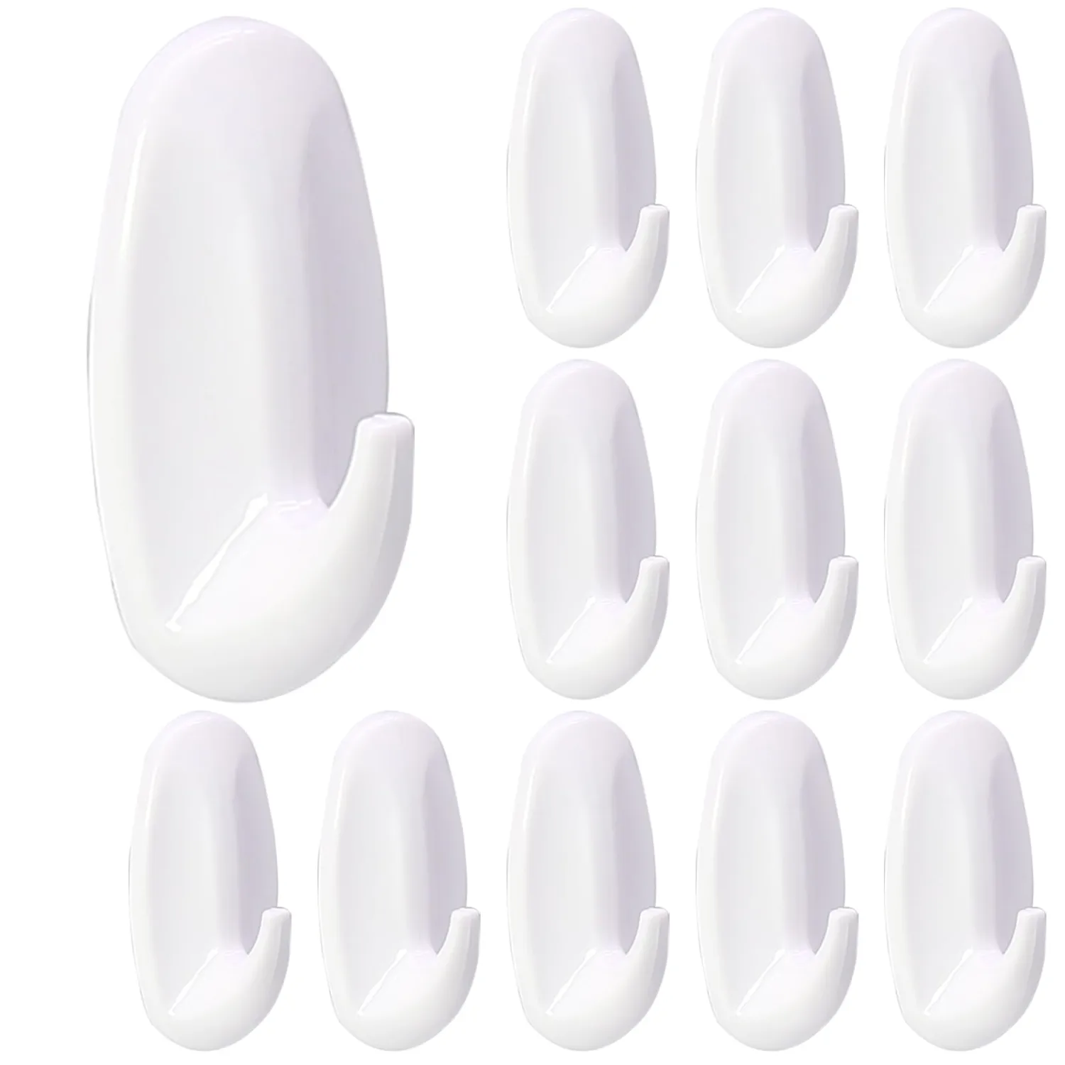 12 Pack Small Utility Hooks, Holds up to 1.5 lb, Damage Free Hanging Hooks Removable Wall Hooks Self Adhesive Hooks, Heavy Duty Sticky Hooks for Hanging Garland Hat Key Coat Wreath Towel