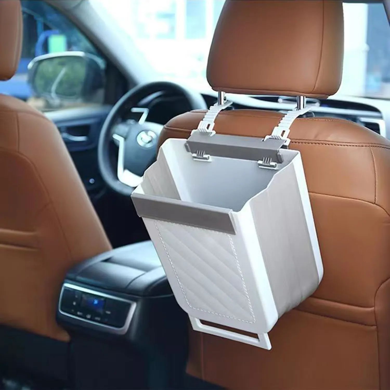 Comes with a Compost bin containing 20 Garbage Bags, Trash cans, Foldable Kitchen and Bathroom Trash cans, Suitable for Cars, Camping, Offices, bedrooms, Easy to Carry, White
