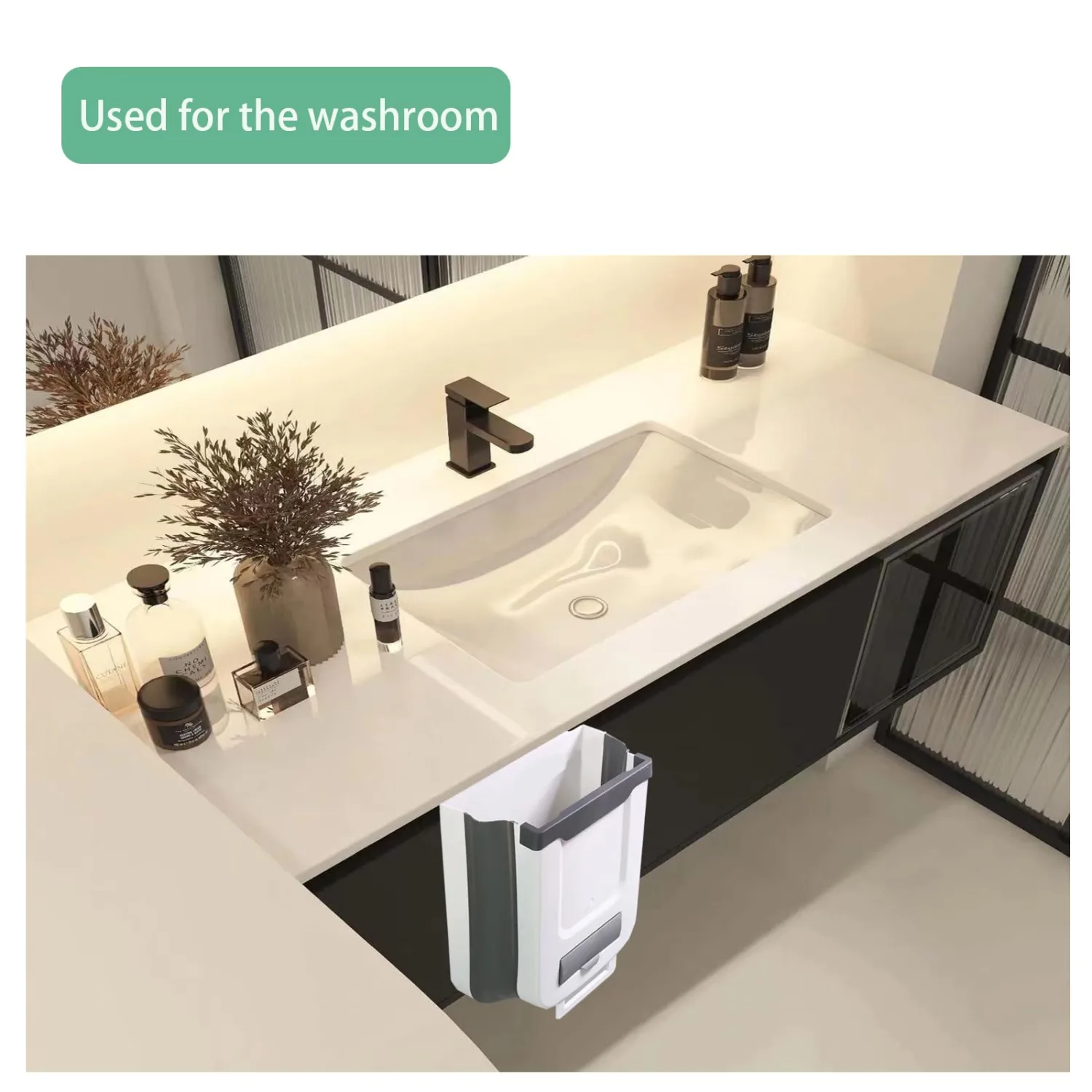 Comes with a Compost bin containing 20 Garbage Bags, Trash cans, Foldable Kitchen and Bathroom Trash cans, Suitable for Cars, Camping, Offices, bedrooms, Easy to Carry, White