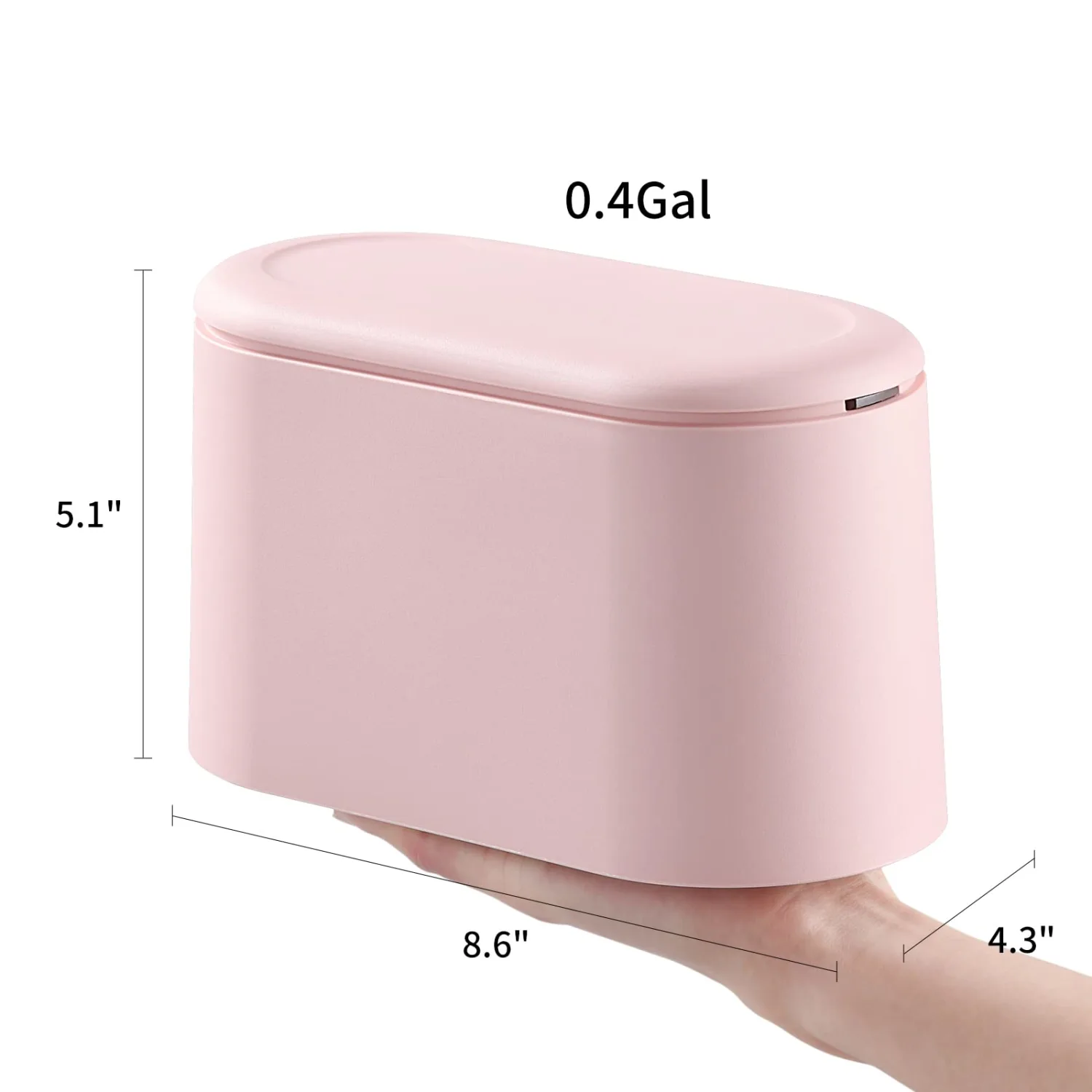 SUBEKYU 0.5 Gal Mini Countertop Trash Can with Lid for Desktop, Small Garbage Can for Office, Tiny Wastebasket,Pink