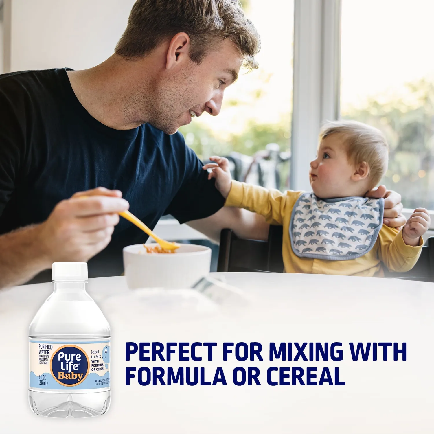 Pure Life Baby, Purified Water with Minerals Added for Taste, Ideal to Mix with Formula or Cereal - No Fluoride Added & 3x Filtered for Quality - 8 Fl Oz Mini Bottles