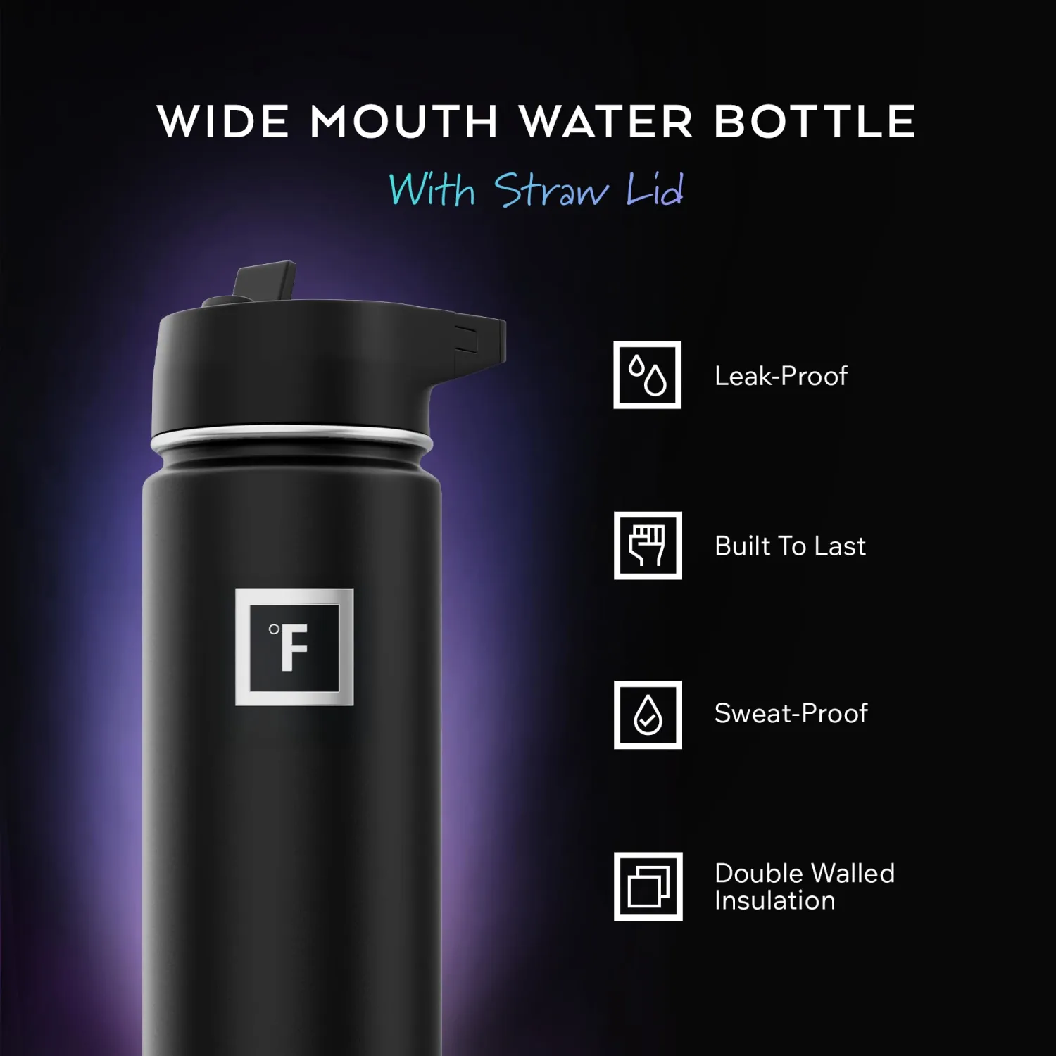 IRON °FLASK Camping & Hiking Hydration Flask with Straw, Wide Mouth Insulated Stainless Steel Sports Water Bottle - Pink Tulip 24 oz - Straw (1 Lid)