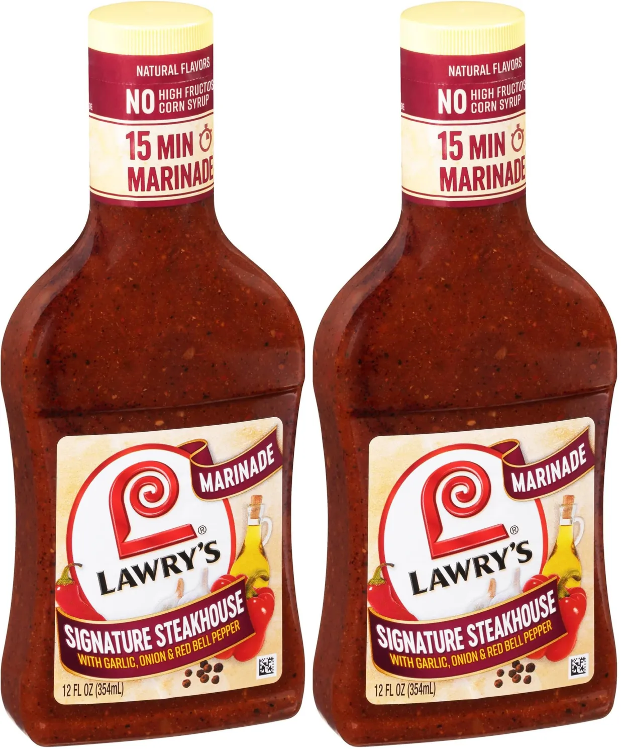 Lawry's Signature Steakhouse with Garlic, Onion & Red Bell Pepper Marinade, 12 fl oz (Pack of 2)