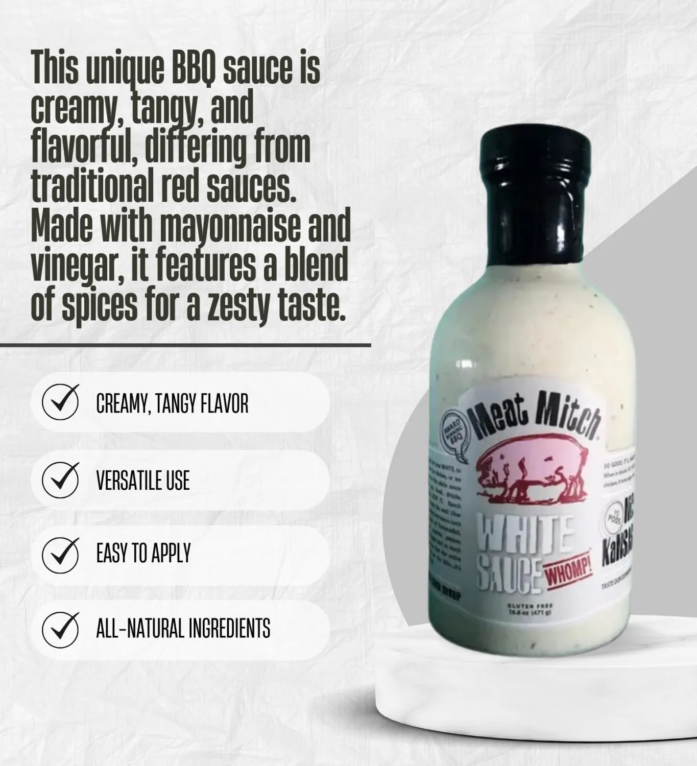 2x Meat Mitch White WHOMP BBQ Sauce 16.6 oz Bundle with Measuring Spoon – Creamy Horseradish-Style Sauce with Cayenne, Lemon, and Brown Sugar Flavor – Gift Set (2 Items)