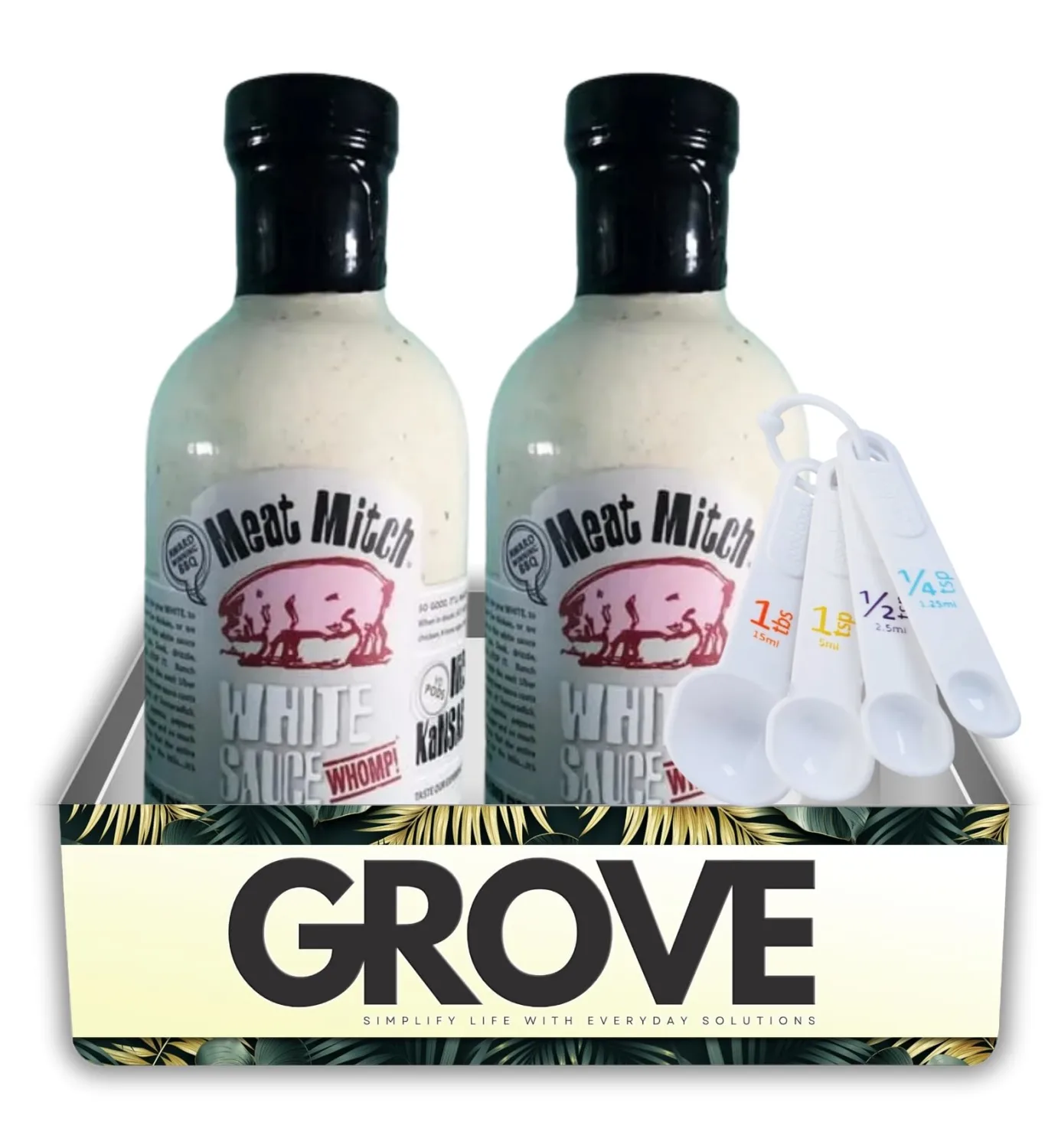 2x Meat Mitch White WHOMP BBQ Sauce 16.6 oz Bundle with Measuring Spoon – Creamy Horseradish-Style Sauce with Cayenne, Lemon, and Brown Sugar Flavor – Gift Set (2 Items)