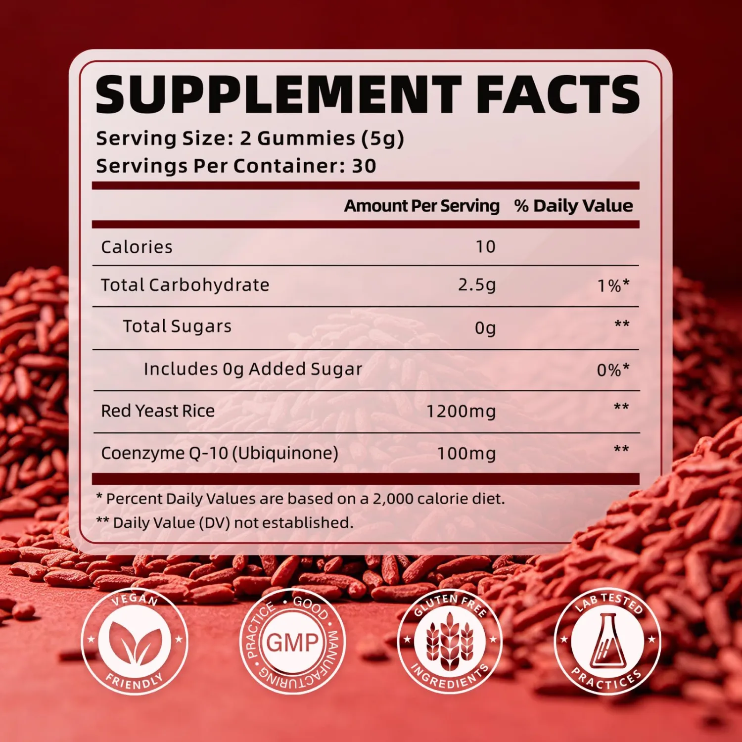 softbear Red Yeast Rice with CoQ10 Gummies, Organic Red Yeast Rice Supplement 1200mg with CoQ10 200mg for Women & Men, Sugar Free/Vegan/Non-GMO, Strawberry Flavor, 60 Count