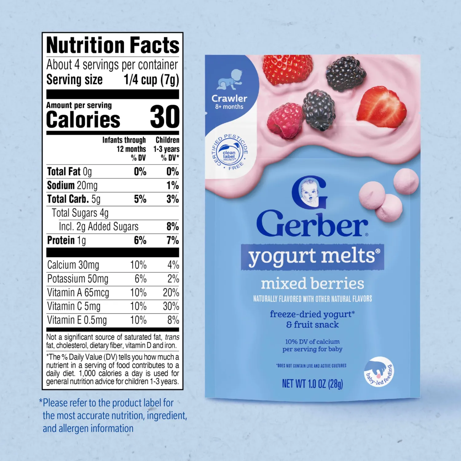 Gerber Stage 3 Baby Food Snacks, Mixed Berries Yogurt Melts, Baby Led Feeding (Pack of 4)