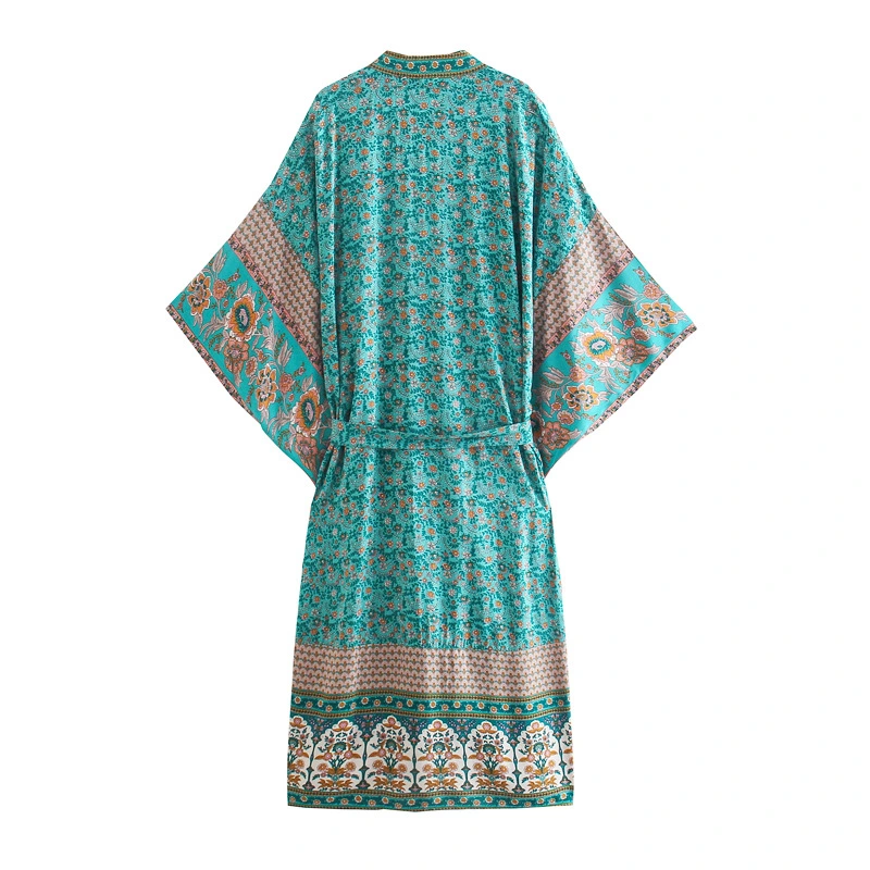 Womens Rayon Belt And Kimono-style Coat
