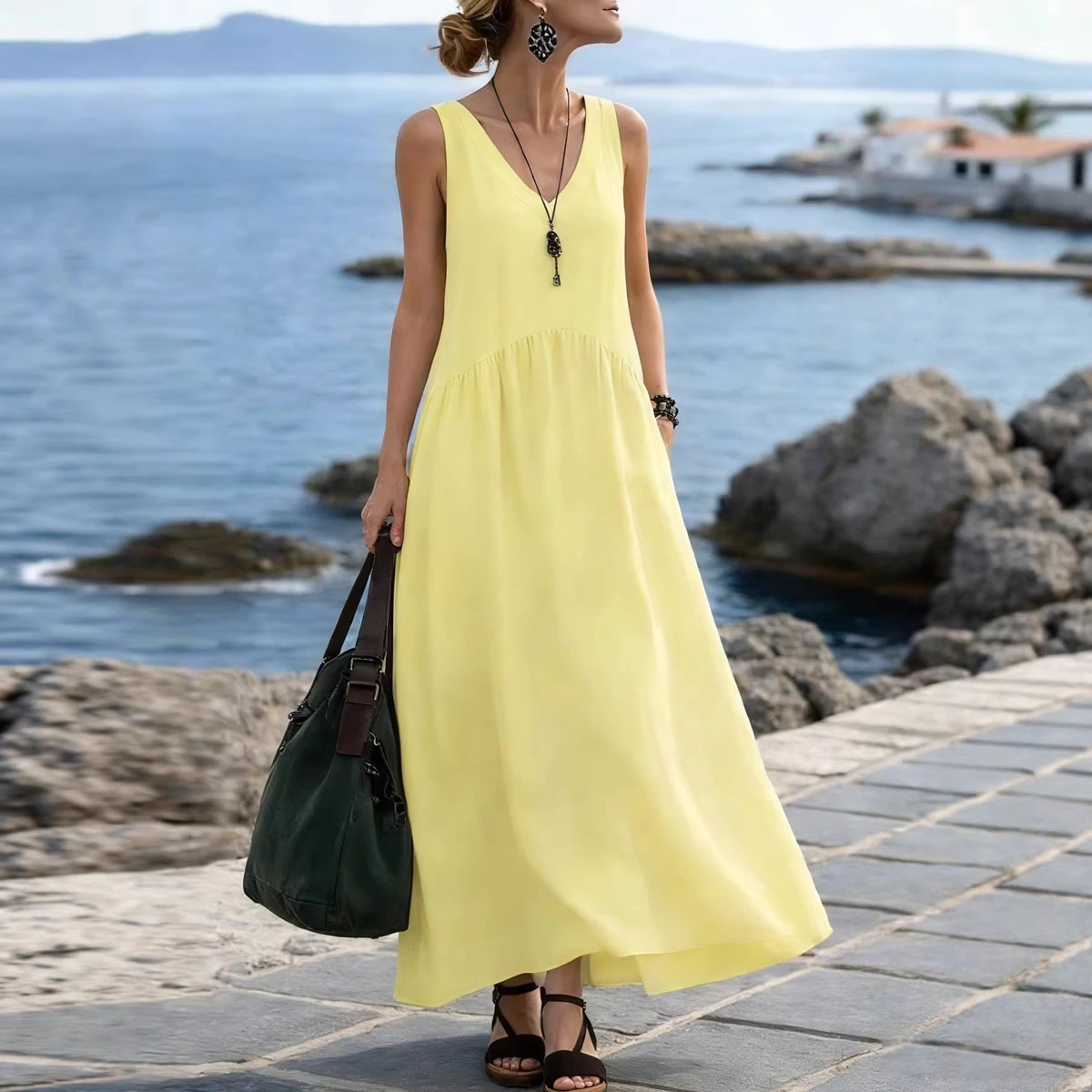 Women's Beach Vacation-Style Minimalist Casual Long Dress