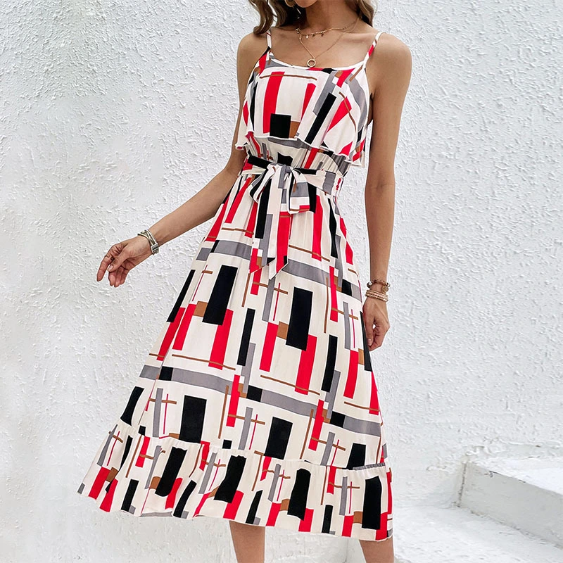 Women's Printed Lace-up Dress