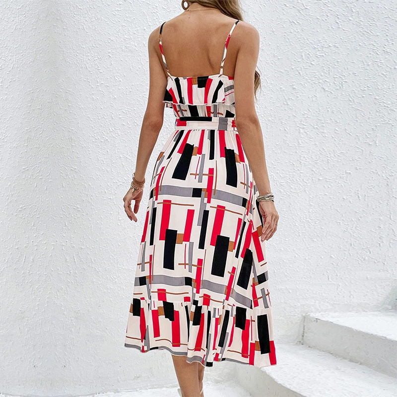 Women's Printed Lace-up Dress