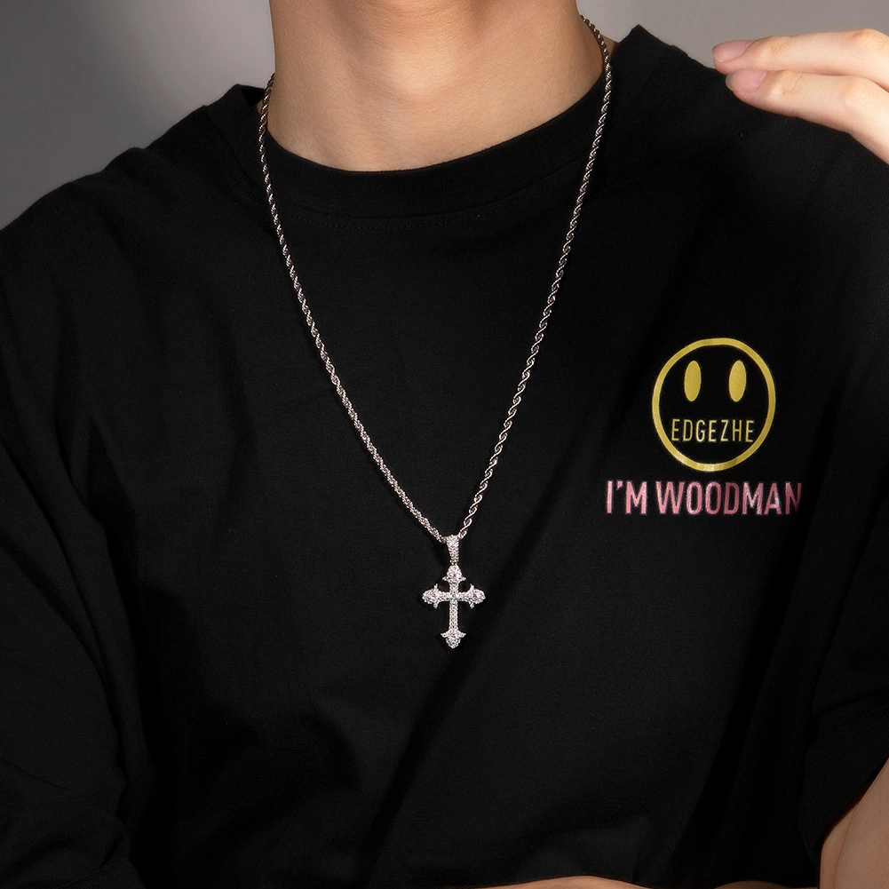 Hip-Hop Style Instagram Trendy Zircon Cross Necklace