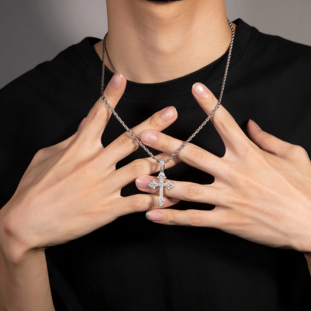 Hip-Hop Style Instagram Trendy Zircon Cross Necklace